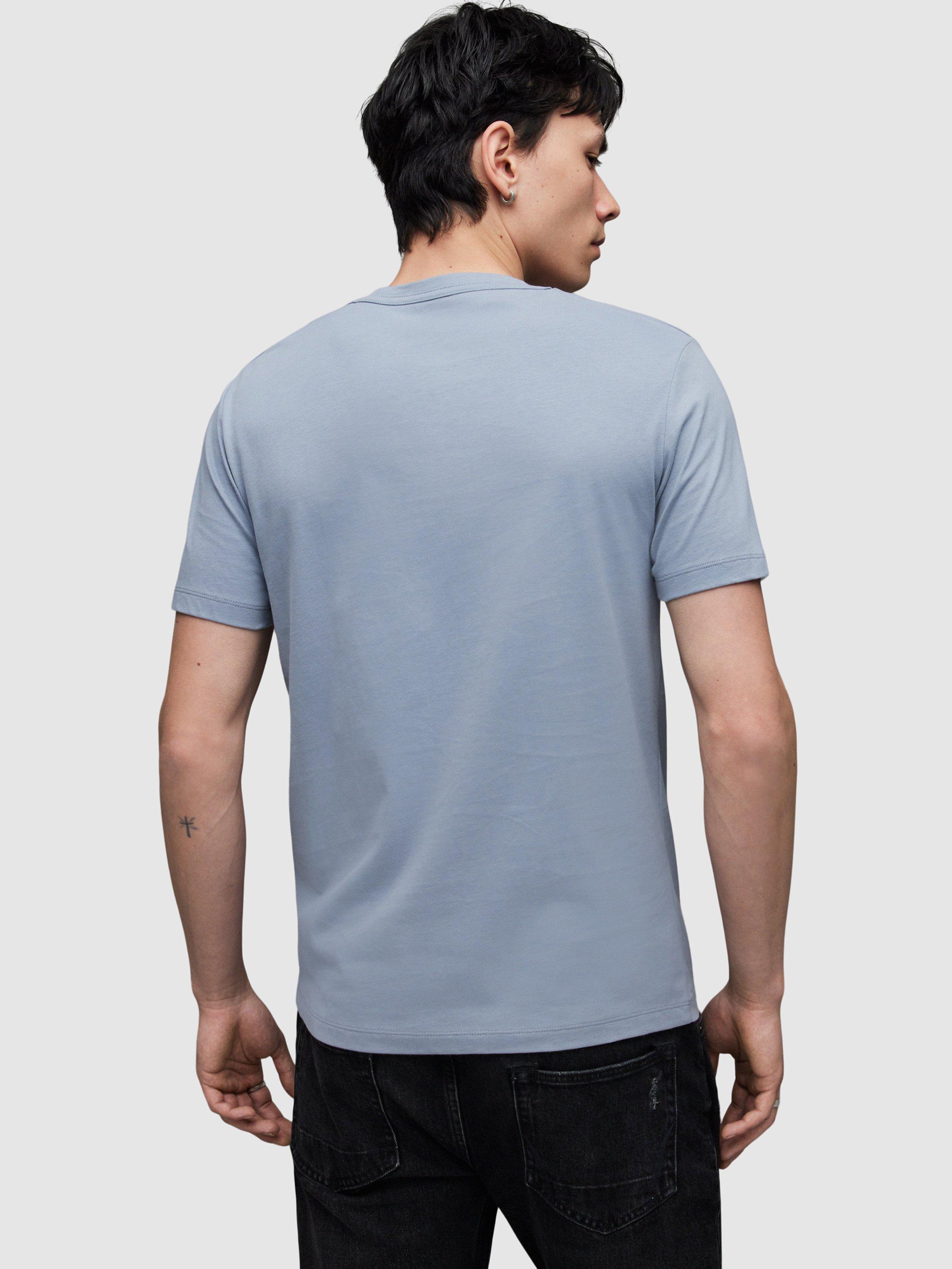 Product image 2 of 5, which shows AllSaints Brace Crew T-Shirt, Chilled Blue, XS