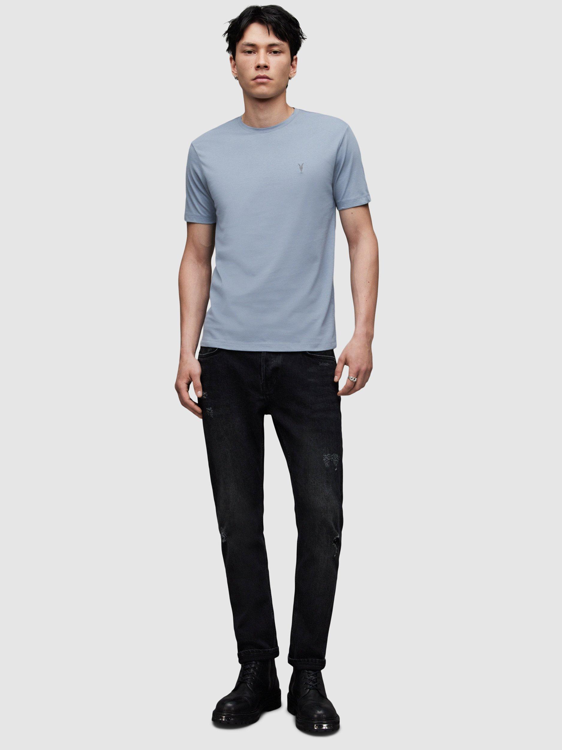 Product image 3 of 5, which shows AllSaints Brace Crew T-Shirt, Chilled Blue, XS