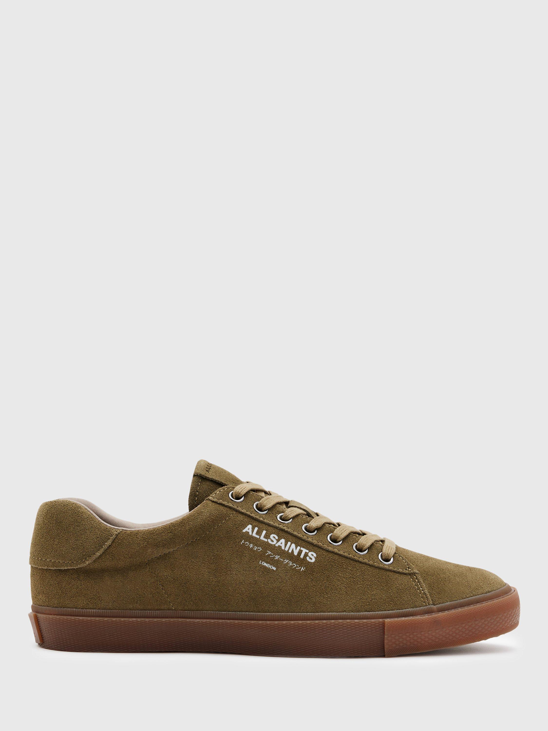AllSaints Underground Suede Low Top Trainers, Khaki
