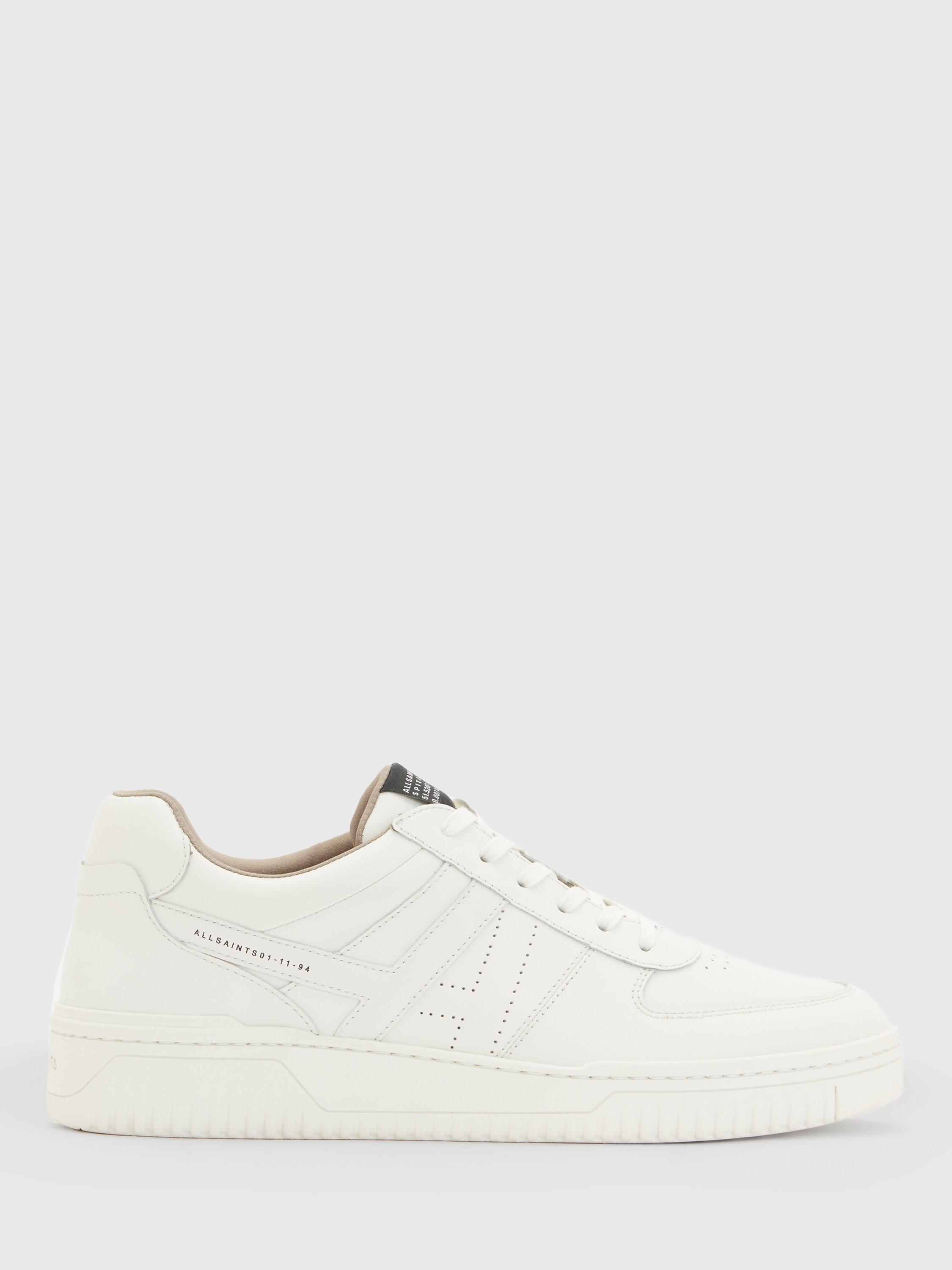 AllSaints Vix Low Top Leather Trainers, White/White