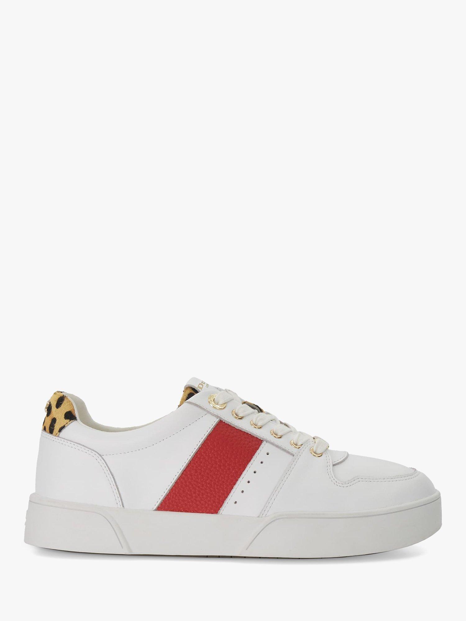 Dune Elysium Leather Side Stripe Trainers, Red