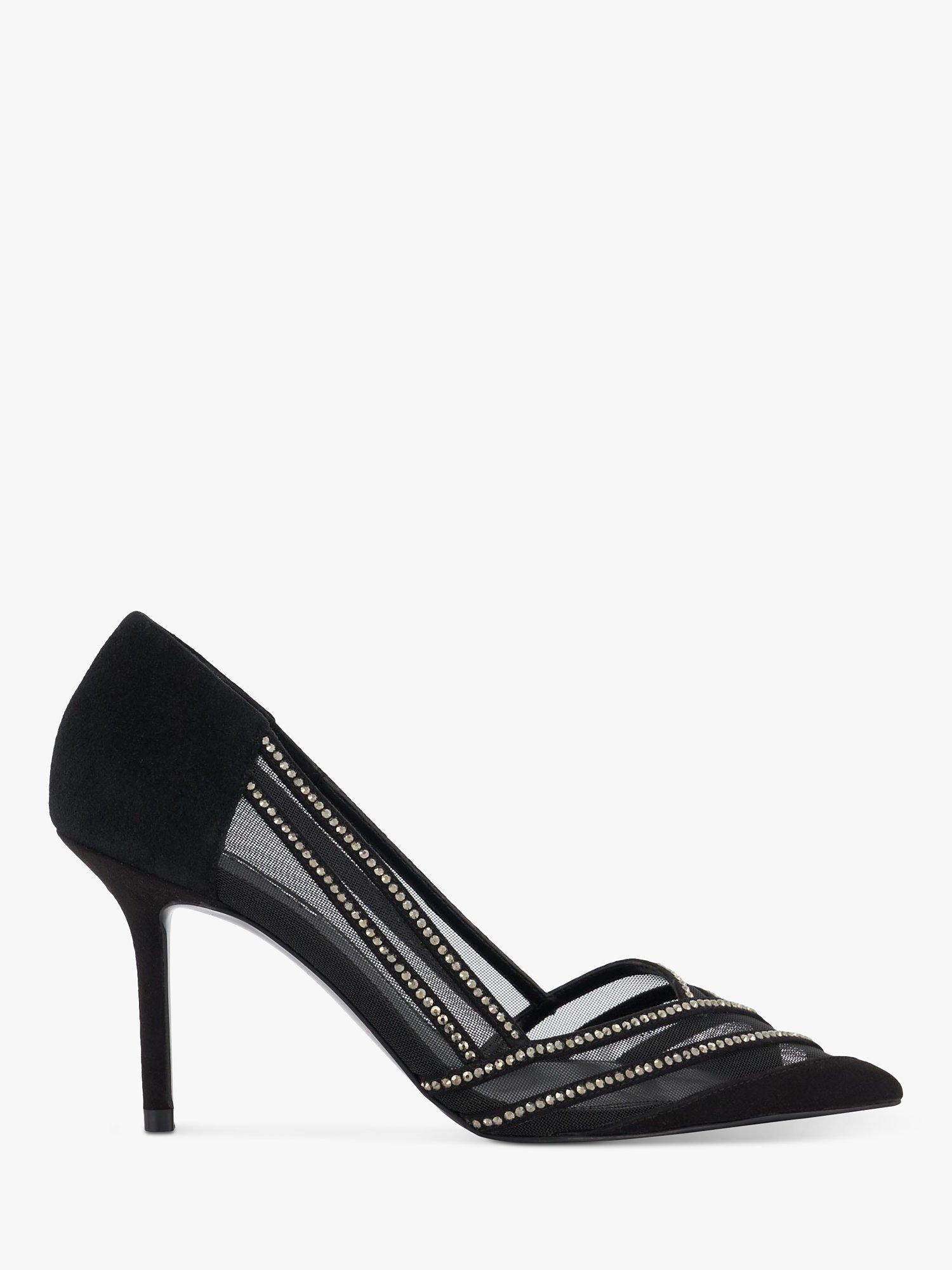 Dune Access Pointed Toe Diamante Court Shoes, Black