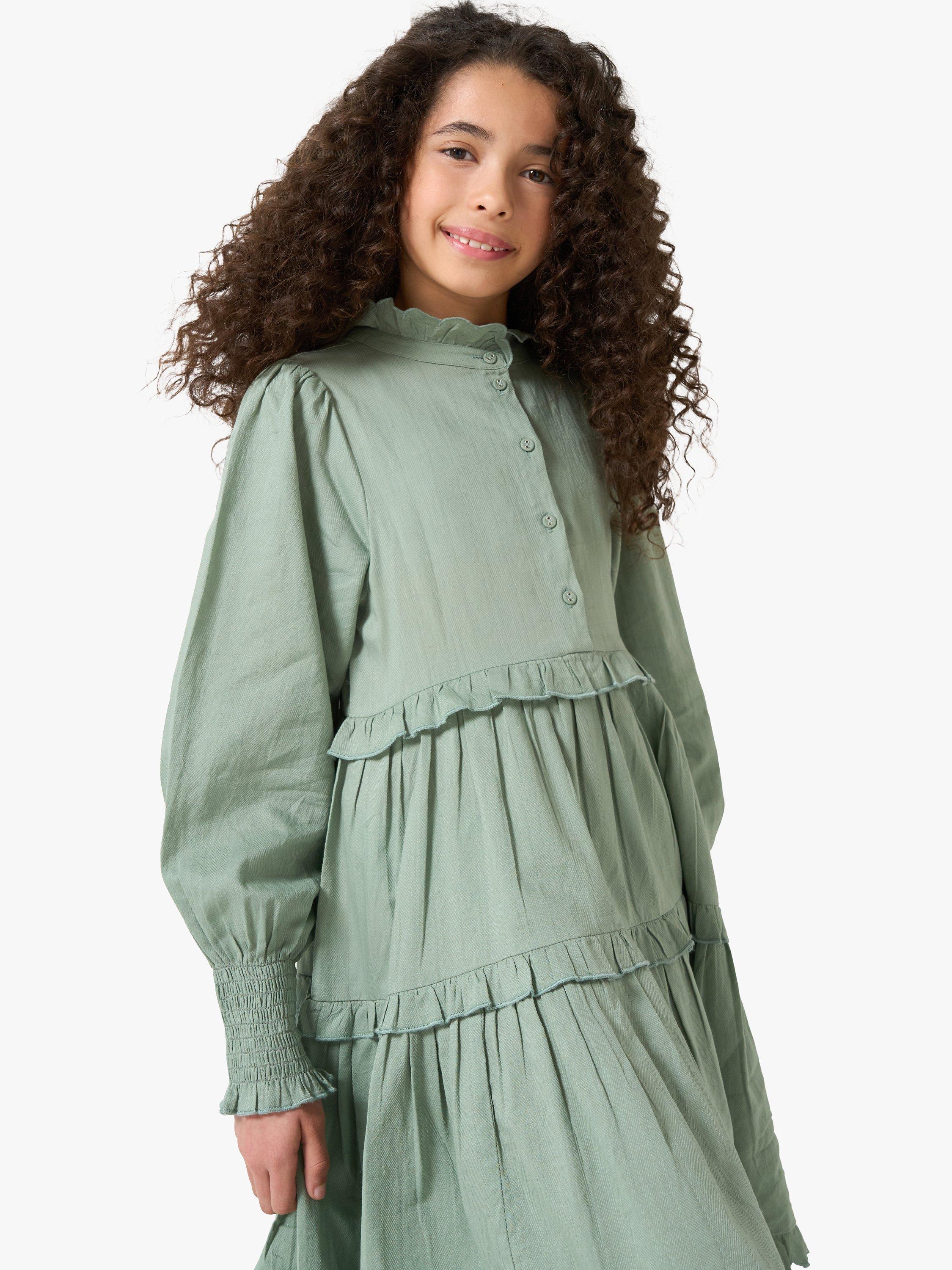 Angel & Rocket Kids' Vintage Frill Dress, Green