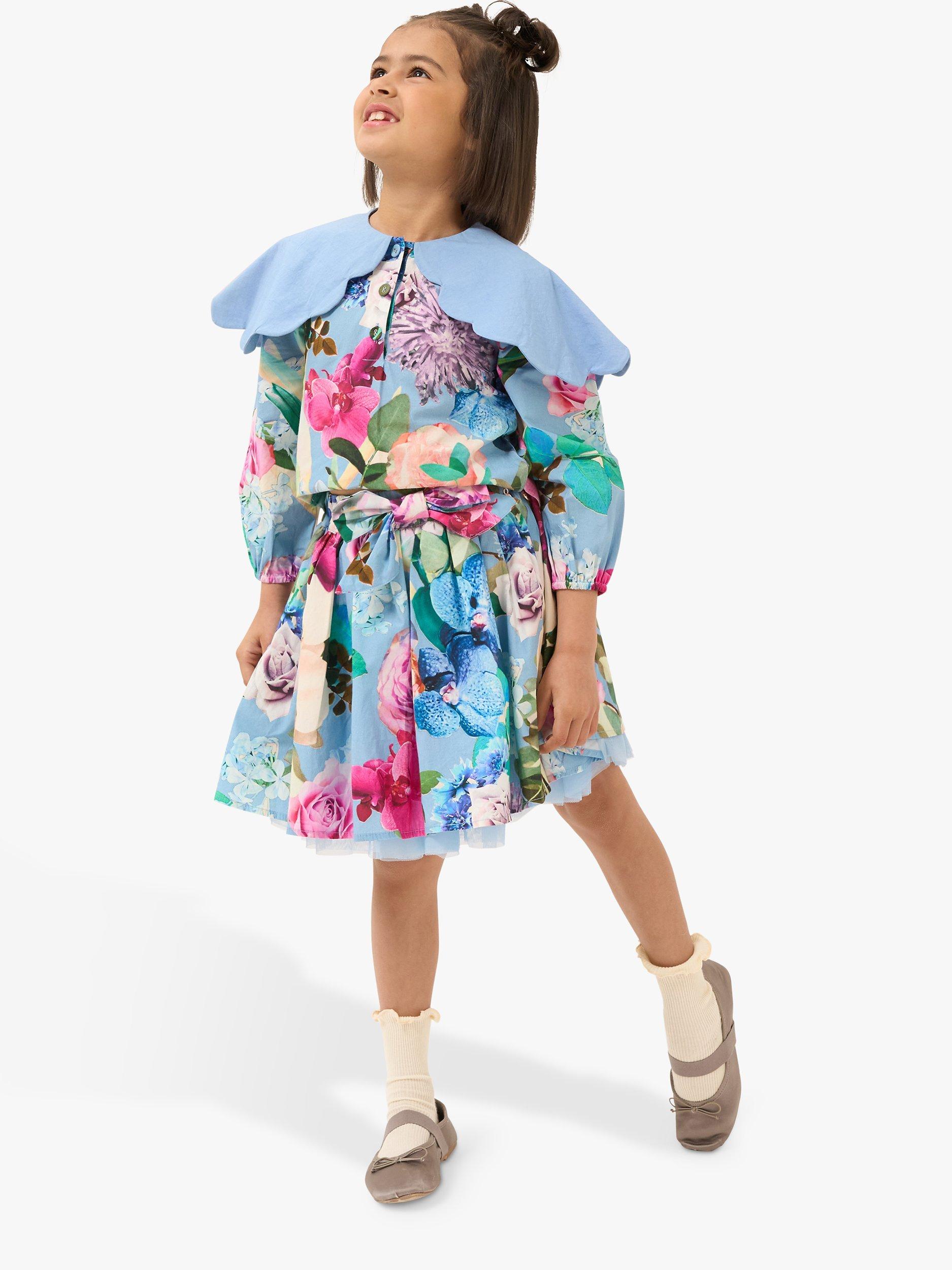 Angel & Rocket Kids' Printed Cape Collar Top, Blue