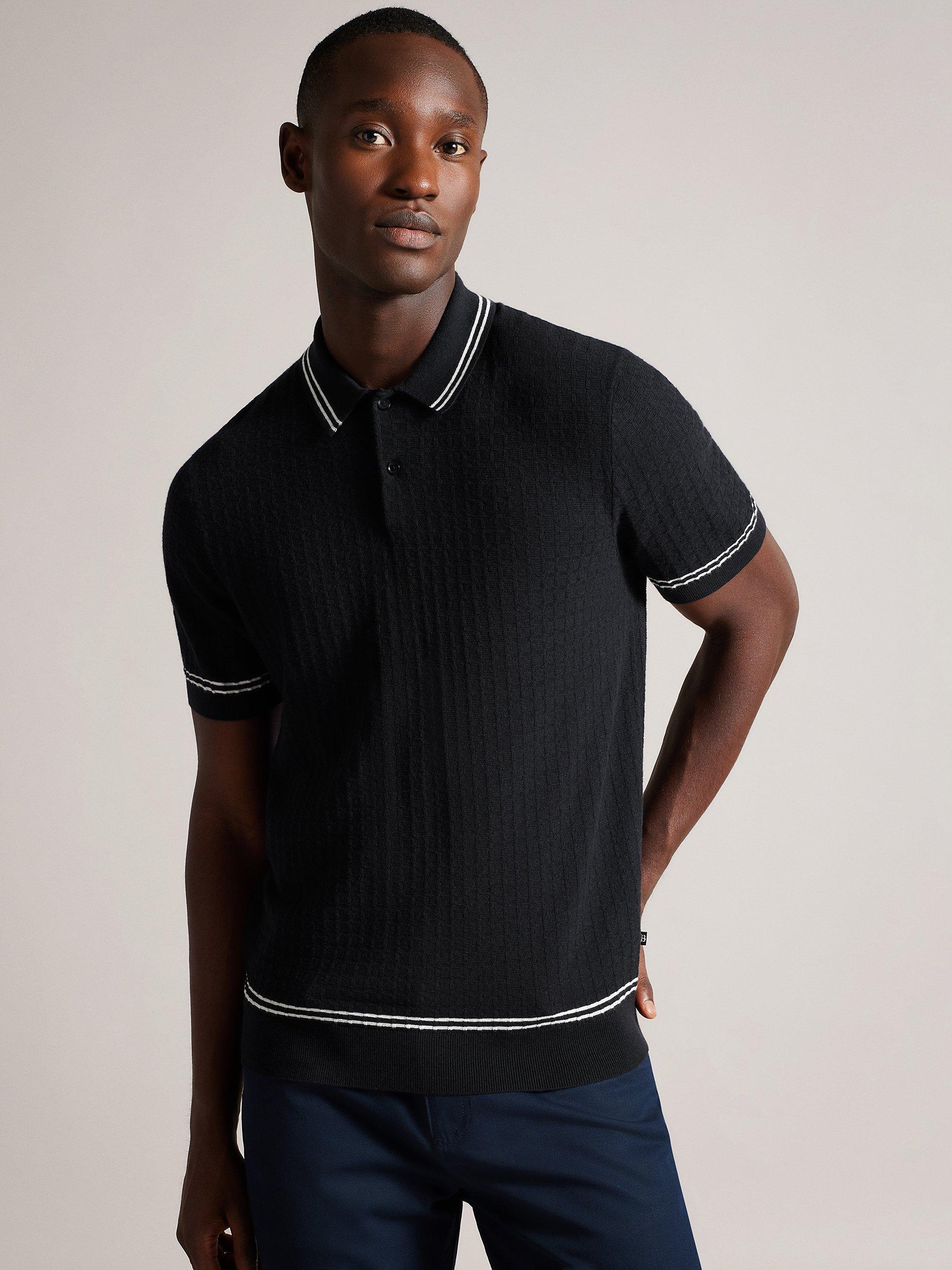 Ted Baker Maytain Textured Knit Polo, Black