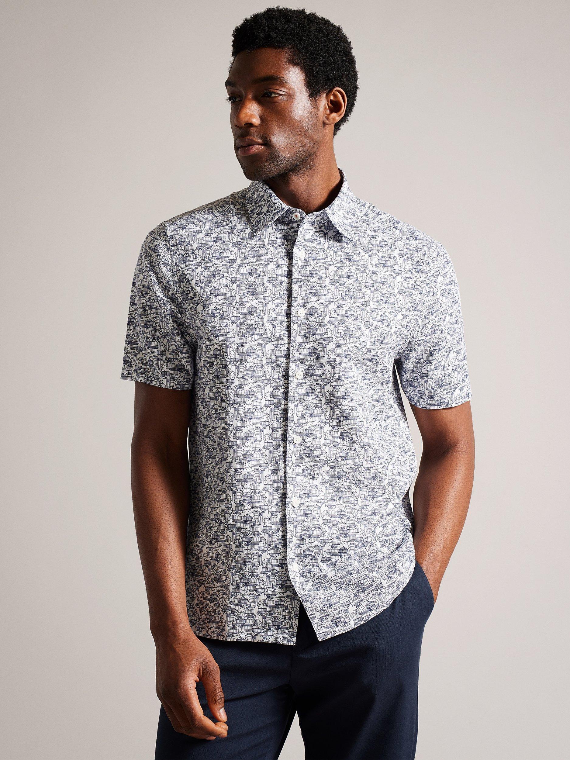 Ted Baker Laghy Greenhouse Print Shirt, Light Blue