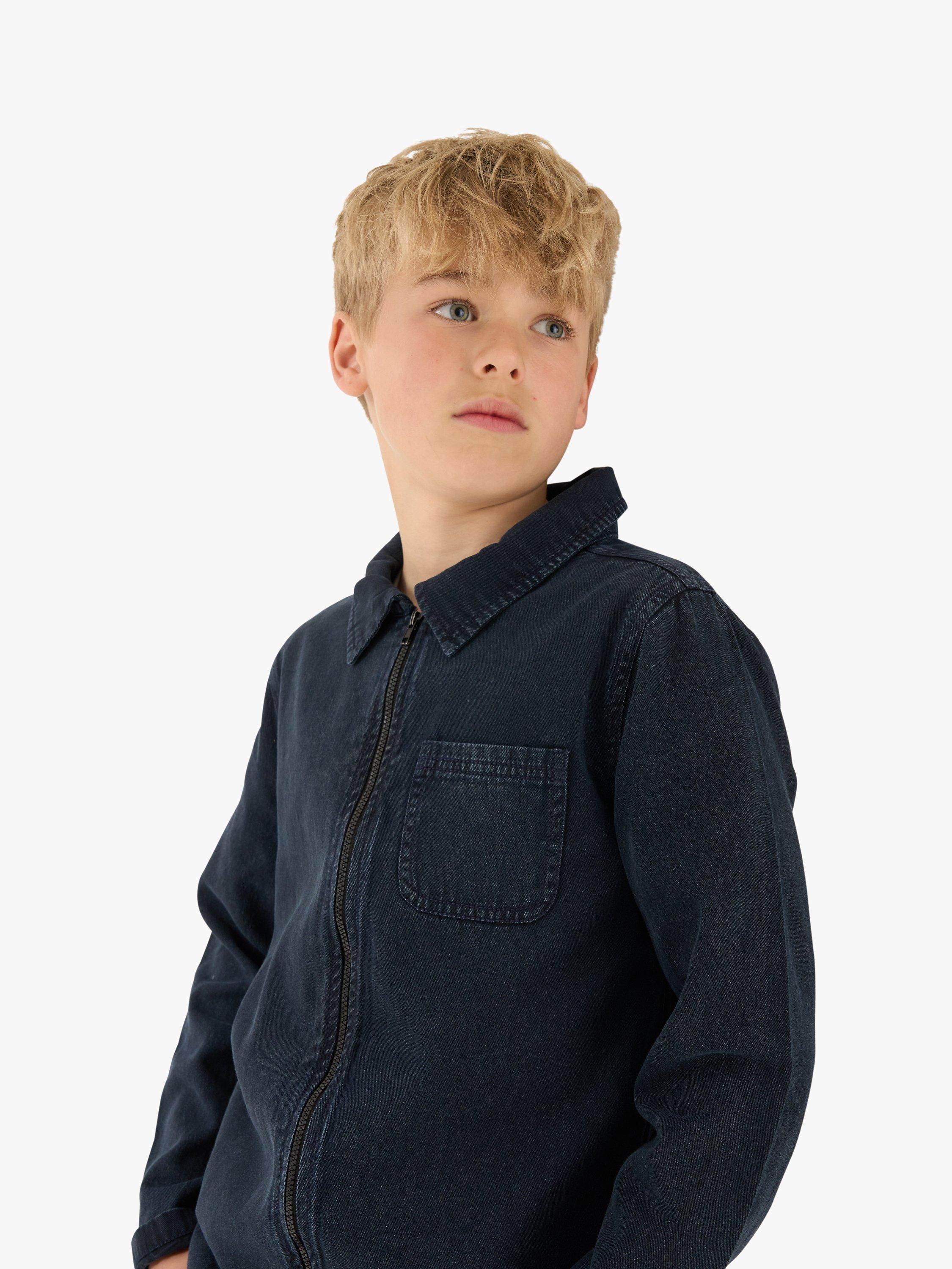 Product image 1 of 5, which shows Angel & Rocket Kids' Logan Smart Cargo Pocket Jacket, Navy, 7 years