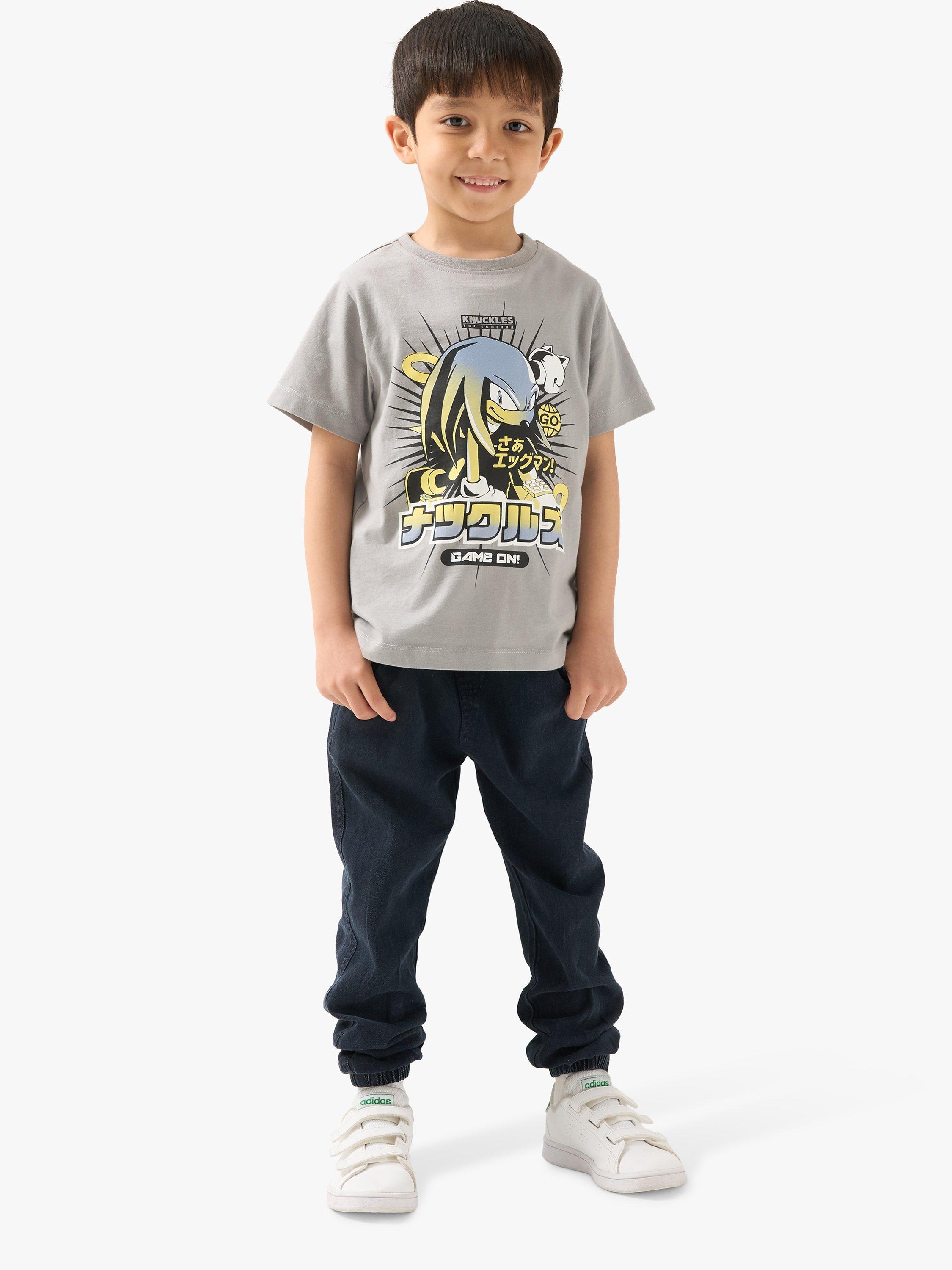 Product image 2 of 5, which shows Angel & Rocket Kids' Sonic Short Sleeve T-Shirt, Grey, 3-4 years