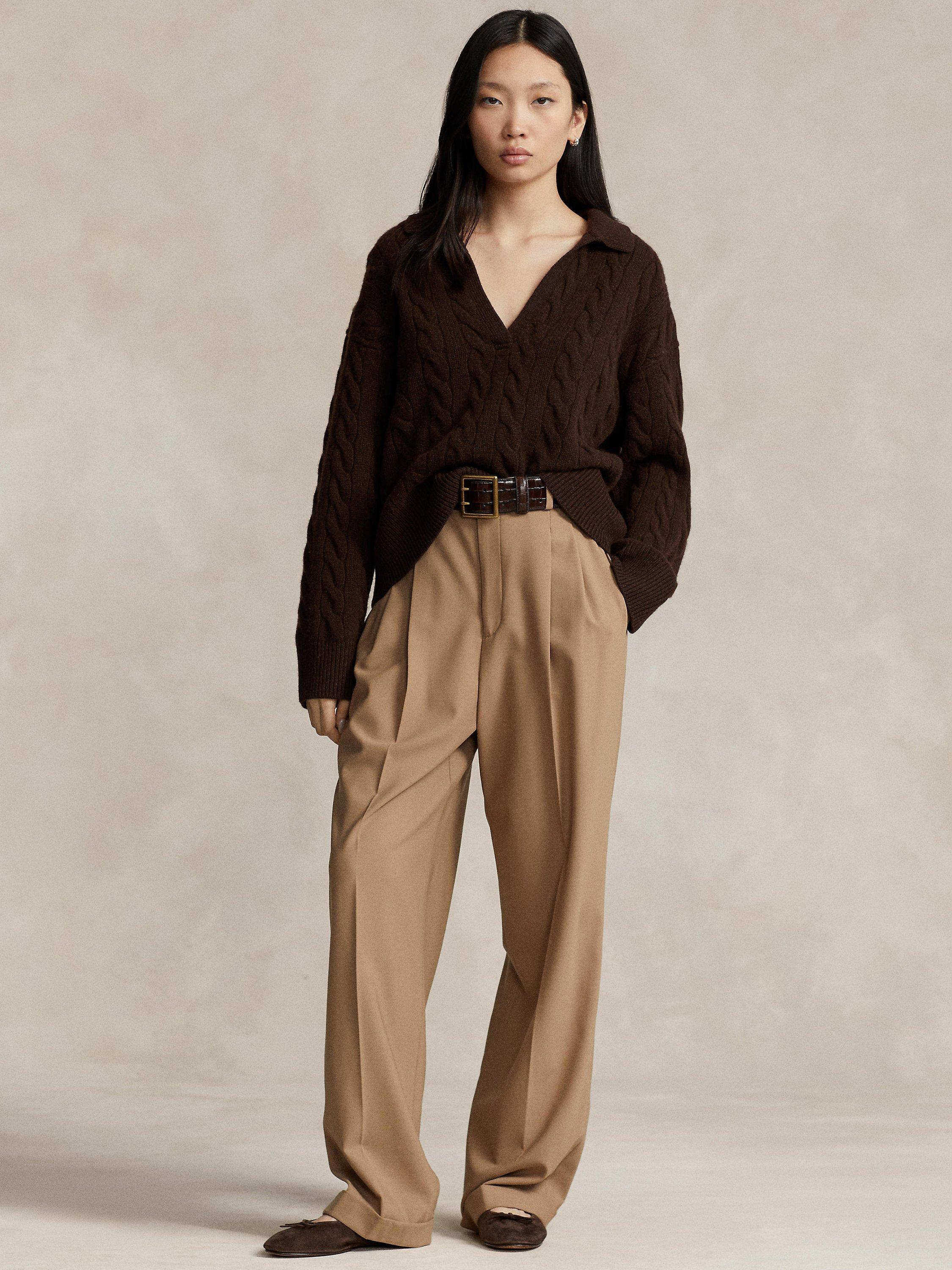 Polo Ralph Lauren Collared Wool Cashmere Blend Jumper, Cedar Heather