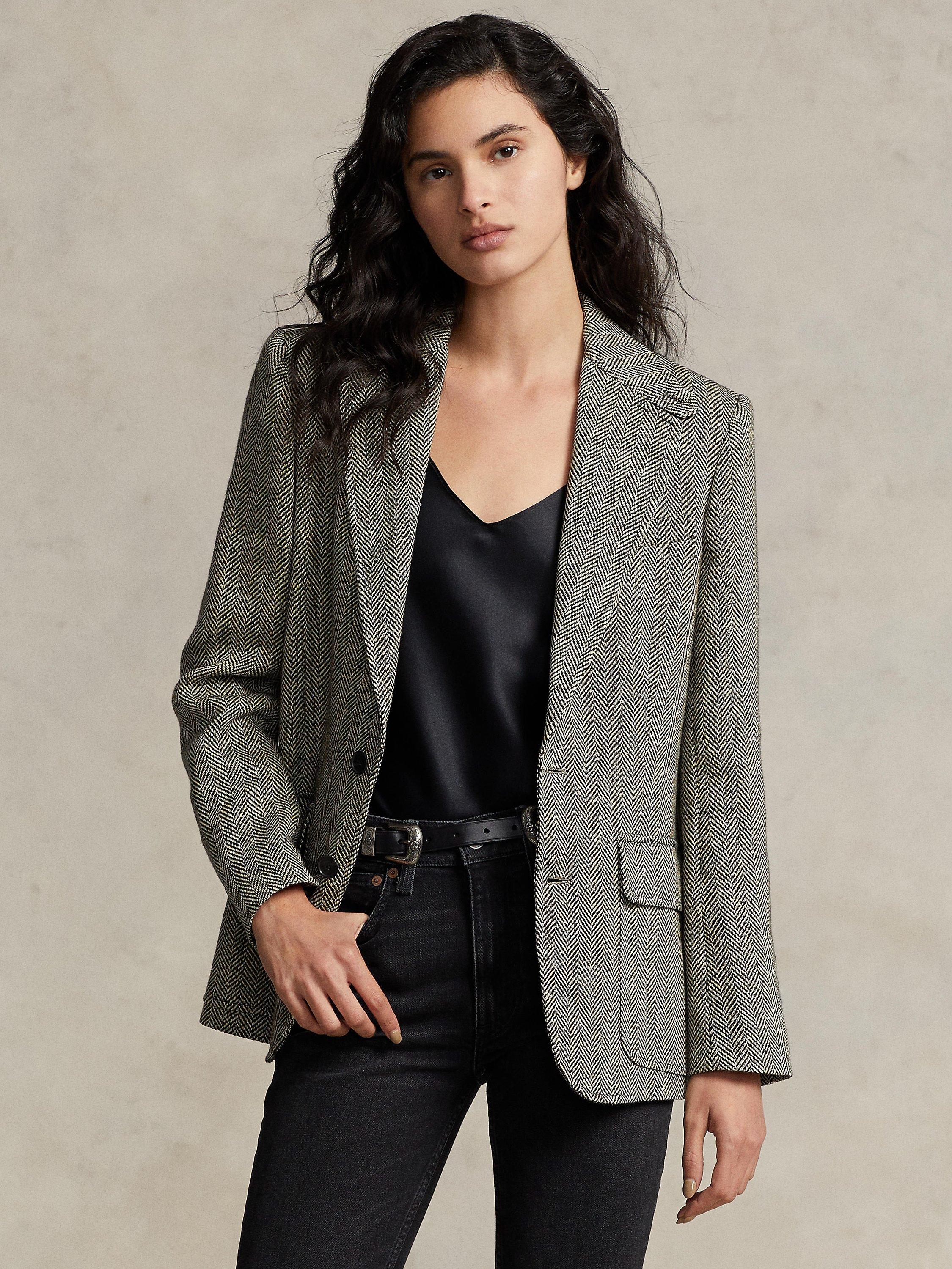 Polo Ralph Lauren Hertiage Herringbone Blazer, Black/Herringbone
