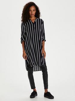 KAFFE Marana Striped Shirt Dress, Black/Chalk, Black/Chalk