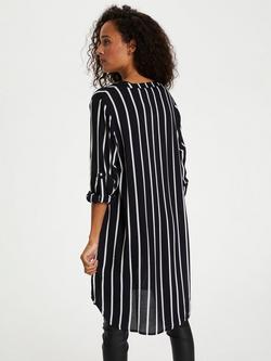 KAFFE Marana Striped Shirt Dress, Black/Chalk - view 2, Black/Chalk