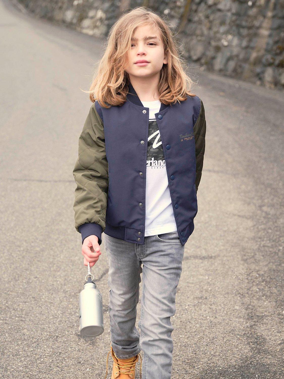 Product image 4 of 4, which shows Timberland Kids' Slim Fit Denim Jeans, Grey, 4 years