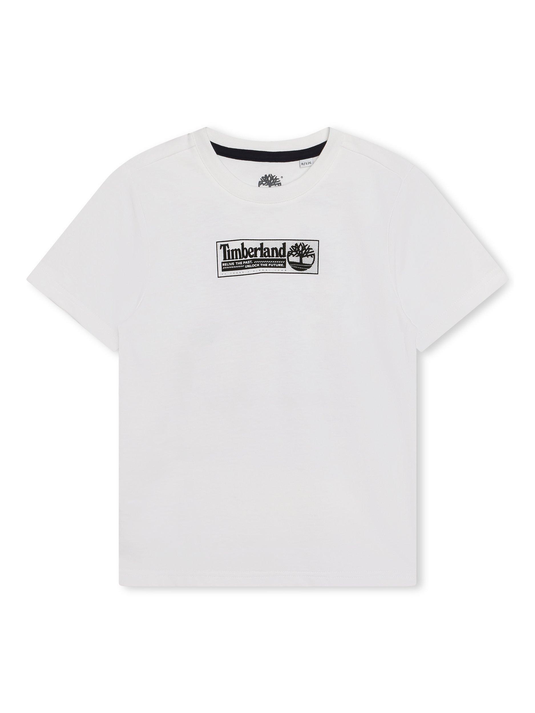 Product image 1 of 3, which shows Timberland Kids' Logo Graphic Organic Cotton T-Shirt, White, 6 years