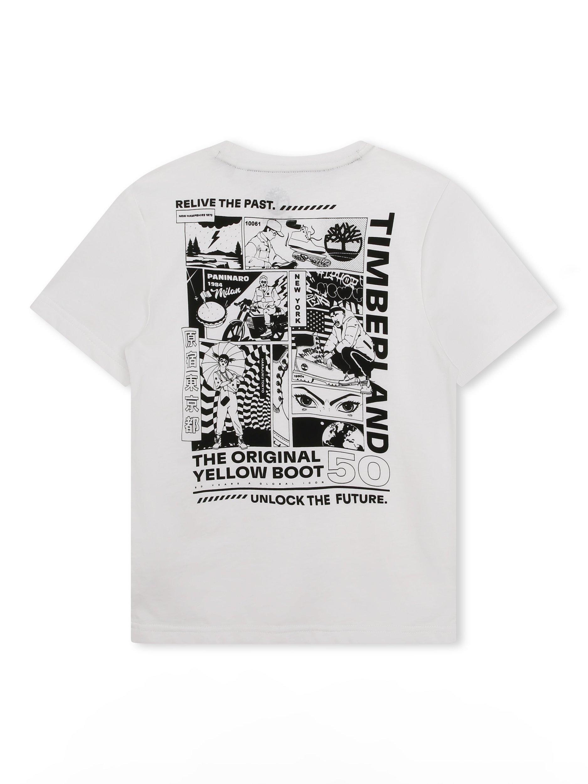 Product image 2 of 3, which shows Timberland Kids' Logo Graphic Organic Cotton T-Shirt, White, 6 years