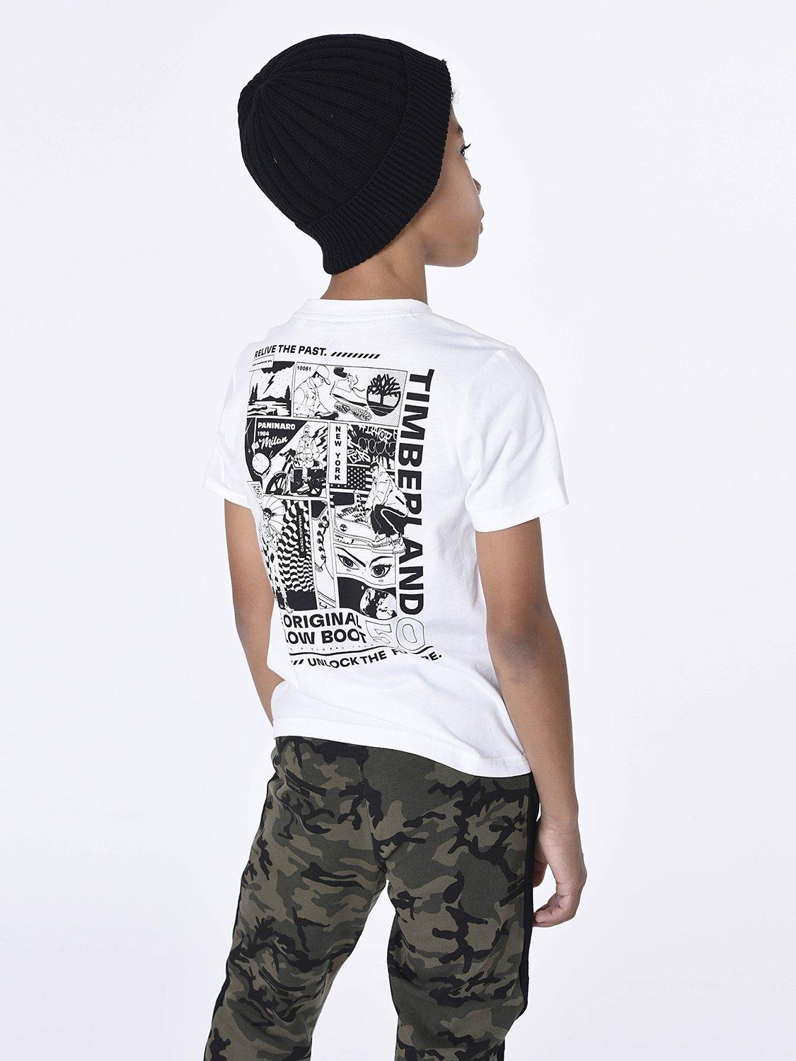 Product image 3 of 3, which shows Timberland Kids' Logo Graphic Organic Cotton T-Shirt, White, 6 years