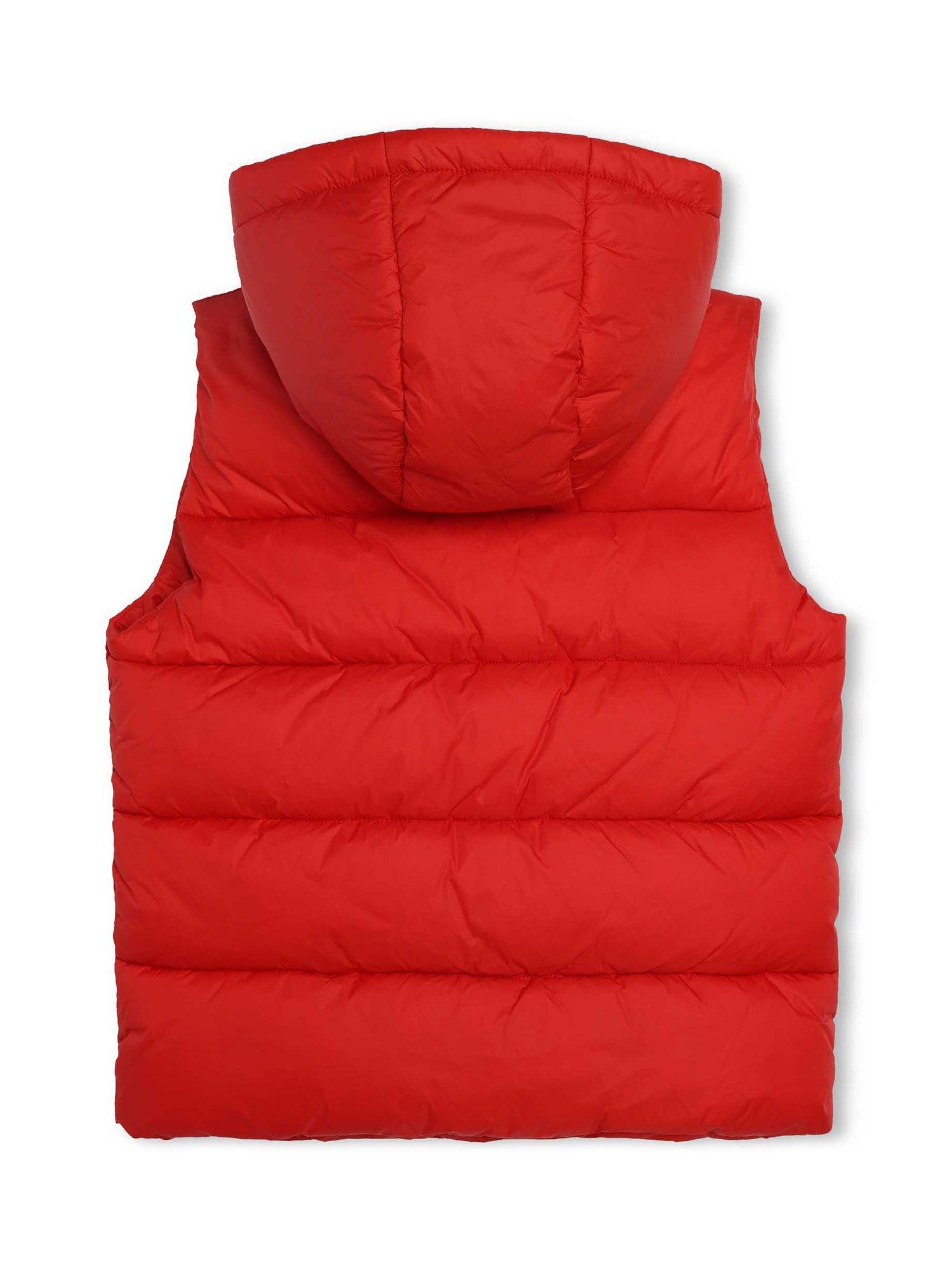 Timberland Kids Logo Hooded Puffer Gilet Red