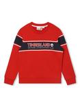 Timberland Kids' Logo Colour Block Stripe Sweatshirt, Red