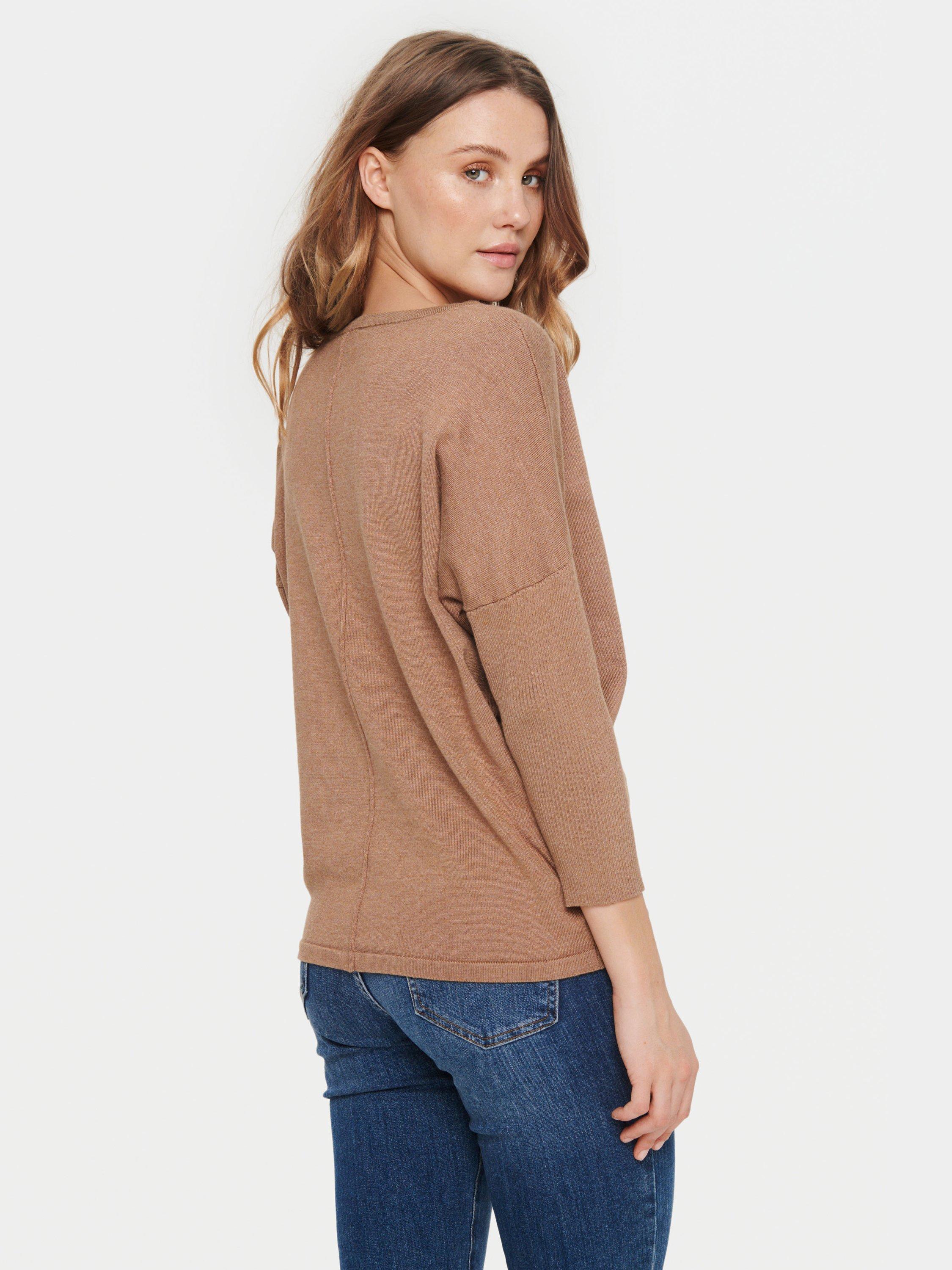 Saint Tropez Mila Dropped Shoulder Round Neck Jumper, Tiger's Eye Melange, XS