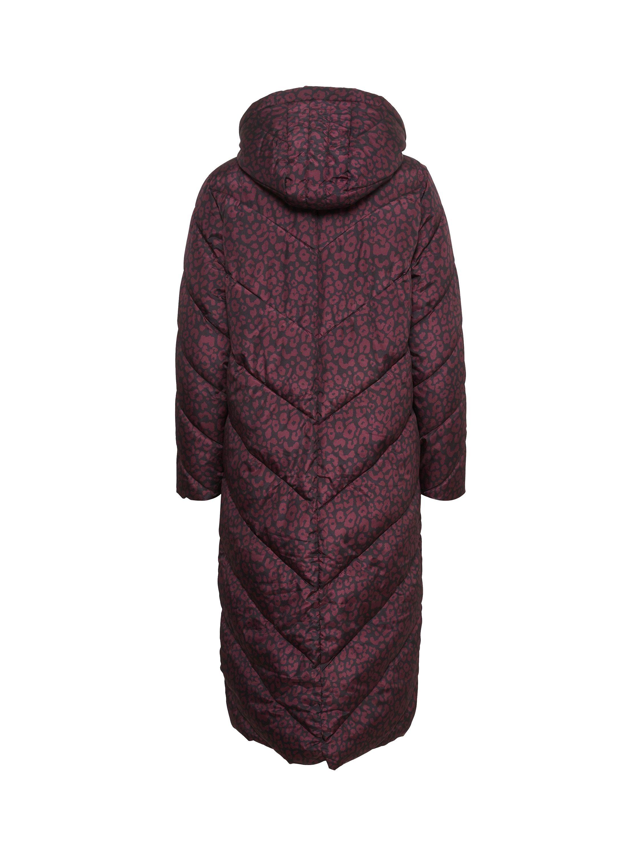 Saint Tropez Vivi Leopard Print Long Quilted Coat, Windsor Wine, S