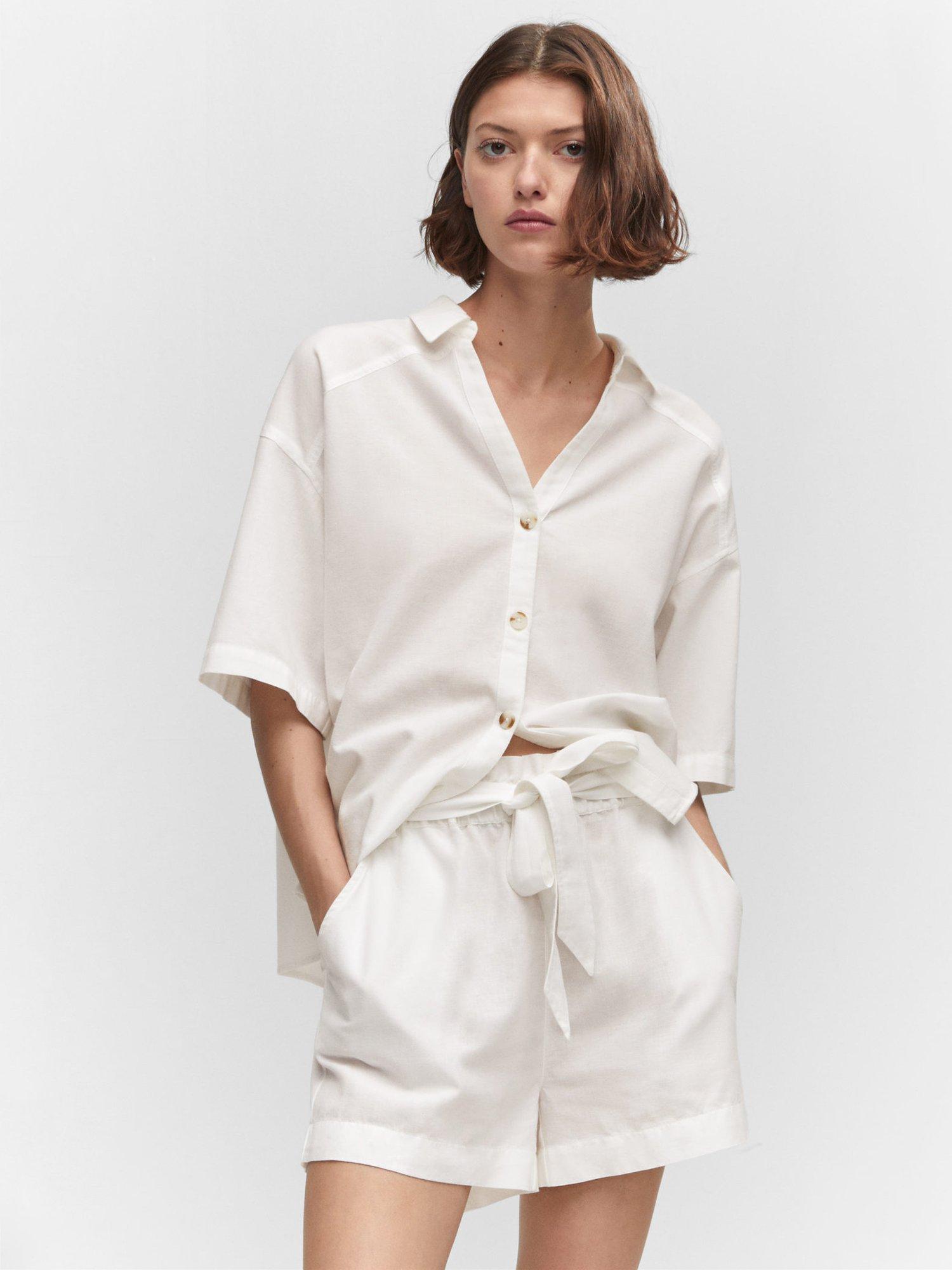 Mango Lina Oversize Short Sleeve Shirt, White