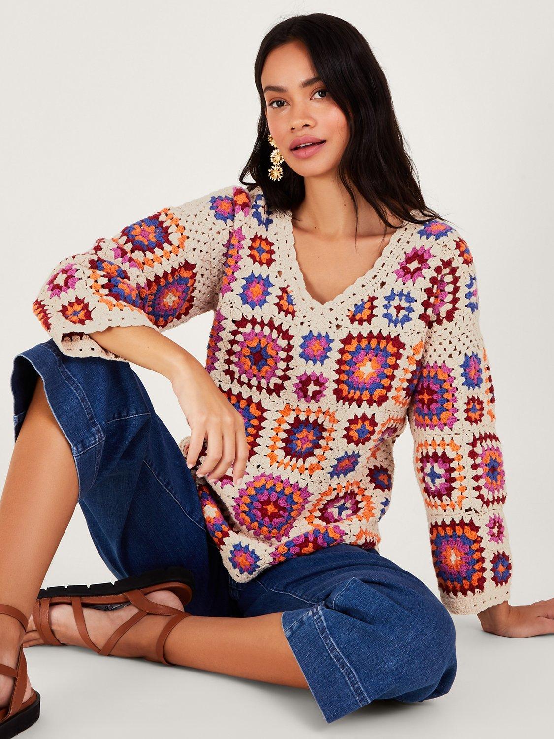 Monsoon Crochet Jumper, Multi