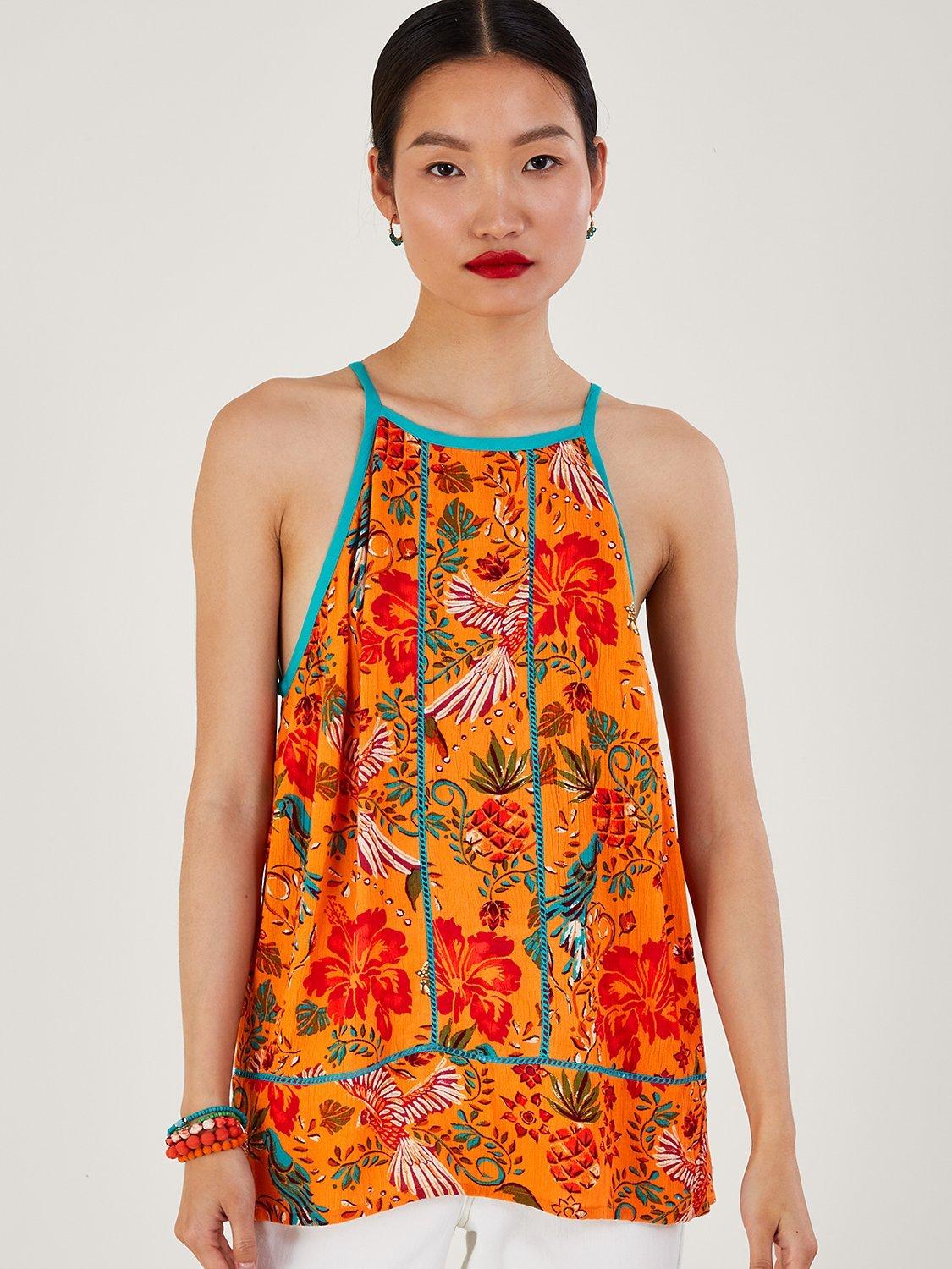 Monsoon Palm Print Camisole Top, Orange