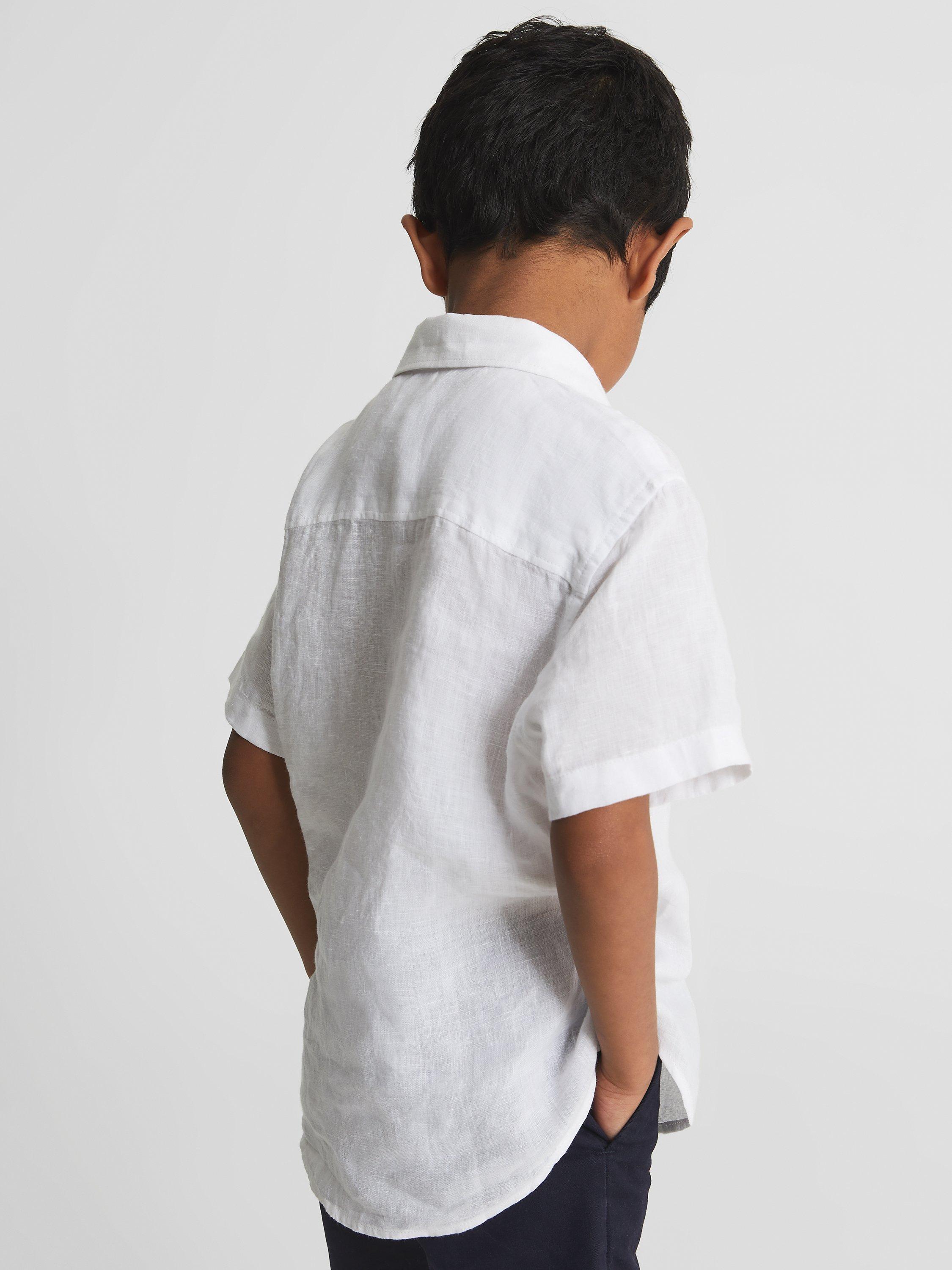 Product image 5 of 5, which shows Reiss Kids' Holiday Linen Shirt, White, 4-5 years