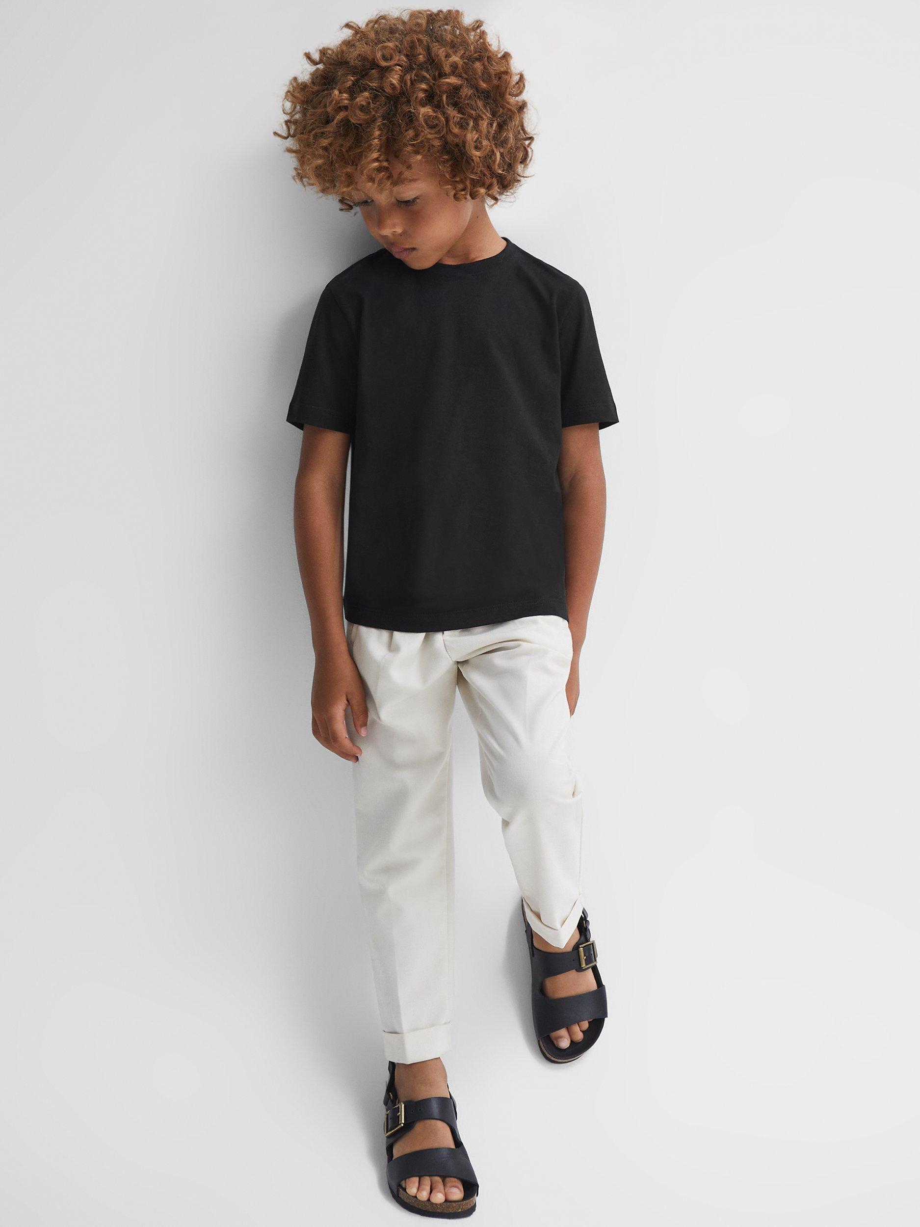 Product image 3 of 5, which shows Reiss Kids' Bless Crew Neck Cotton T-Shirt, Black, 3-4 years