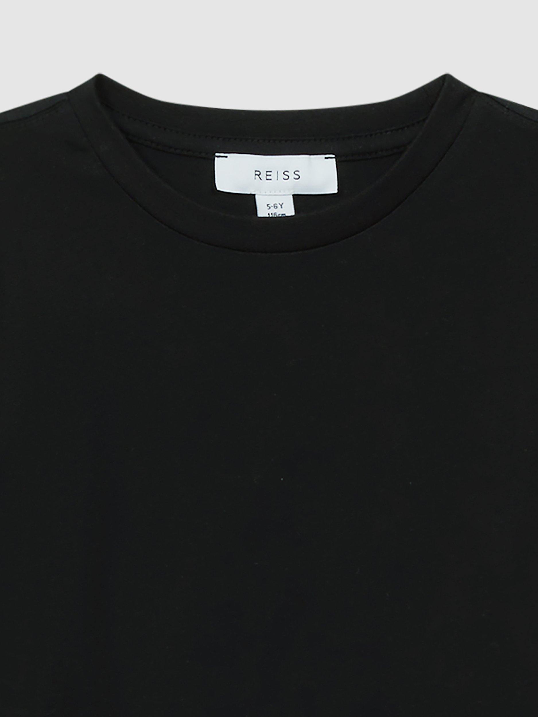 Product image 4 of 5, which shows Reiss Kids' Bless Crew Neck Cotton T-Shirt, Black, 3-4 years