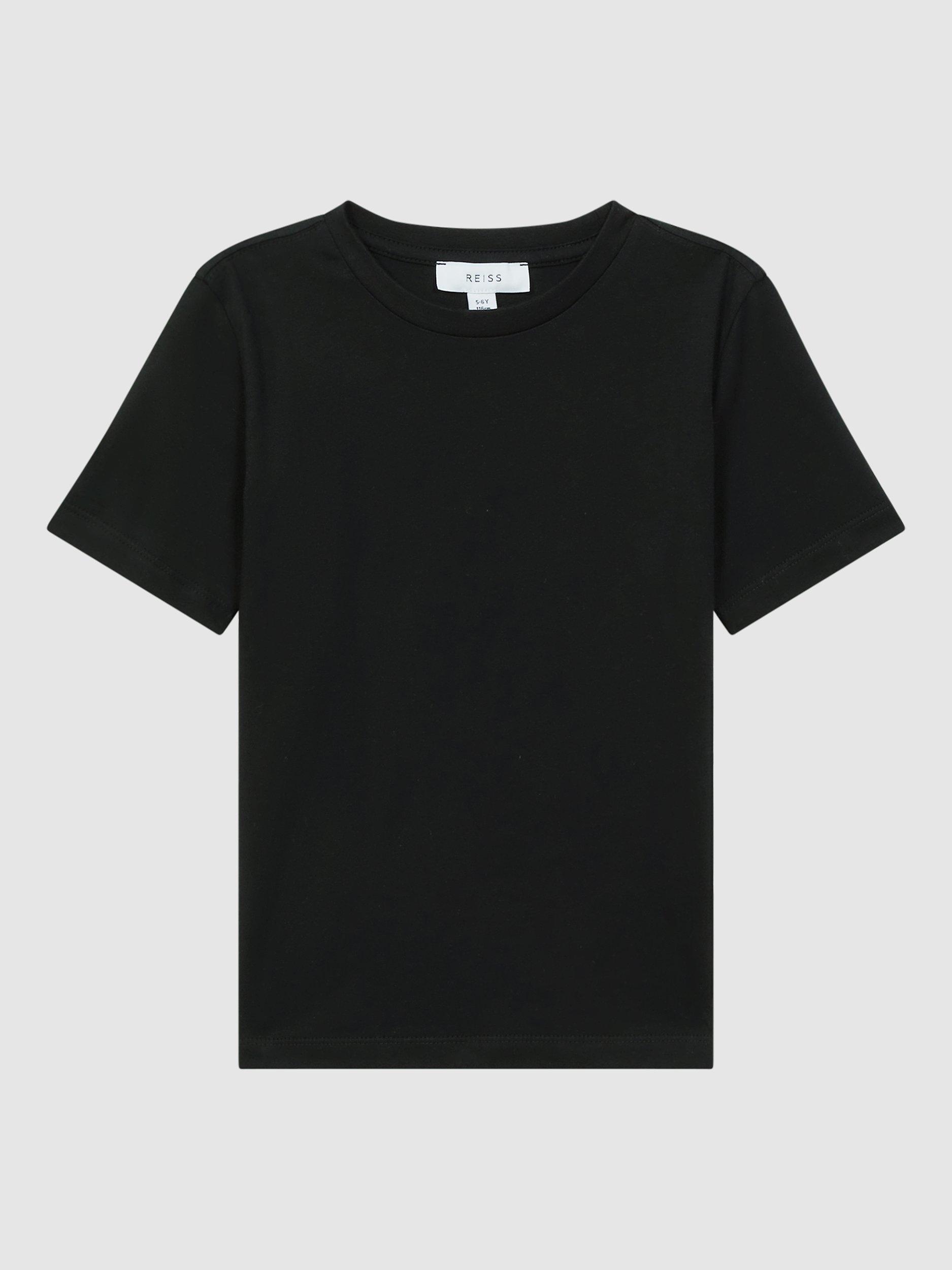 Product image 5 of 5, which shows Reiss Kids' Bless Crew Neck Cotton T-Shirt, Black, 3-4 years
