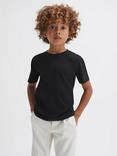 Reiss Kids' Bless Crew Neck Cotton T-Shirt, Black