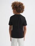 Reiss Kids' Bless Crew Neck Cotton T-Shirt, Black