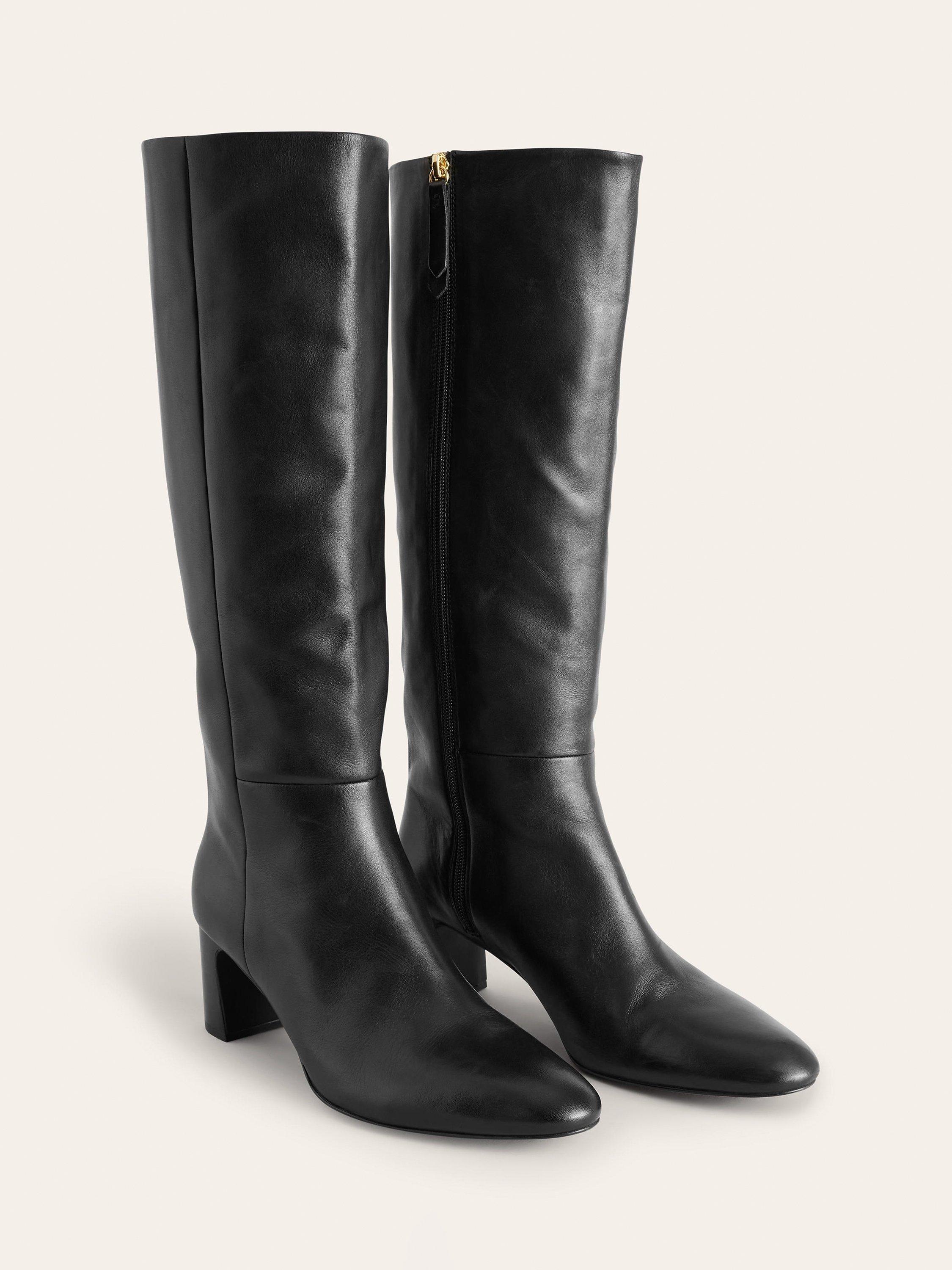 Product image 2 of 3, which shows Boden Erica Knee High Leather Boots, Black Leather, 5