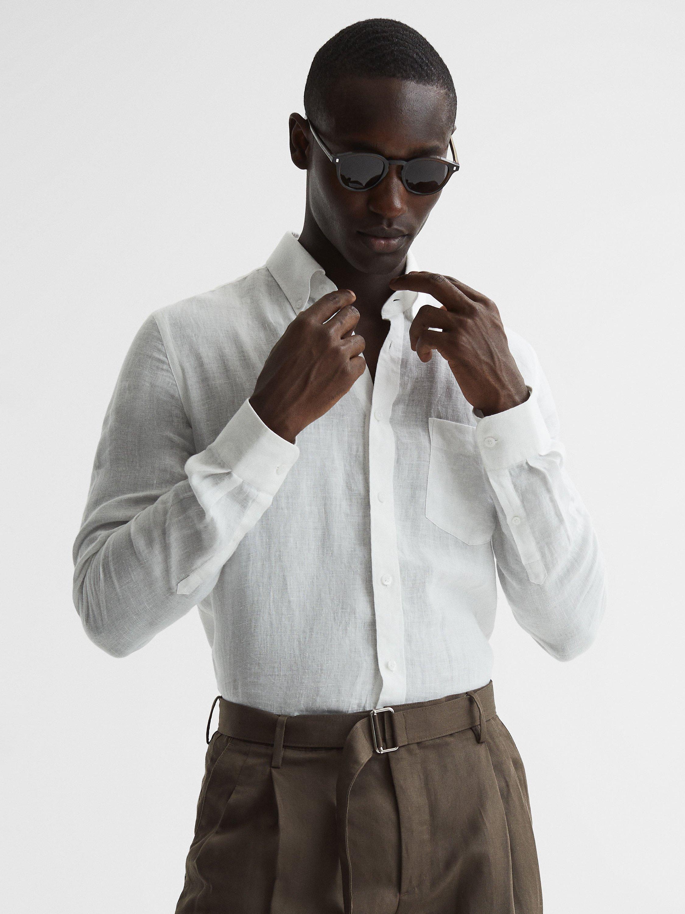 Reiss Queens Button Down Linen Shirt