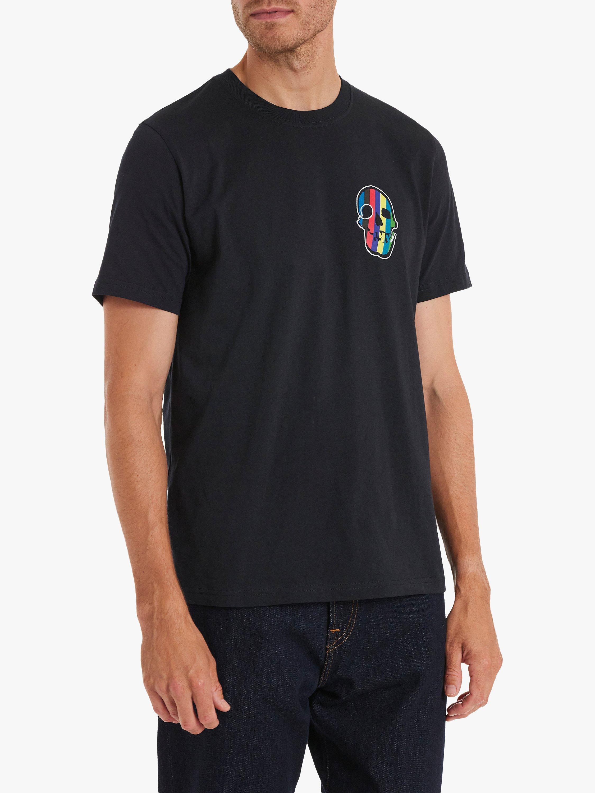 Paul Smith Stripe Skull Logo Cotton T-Shirt, Black