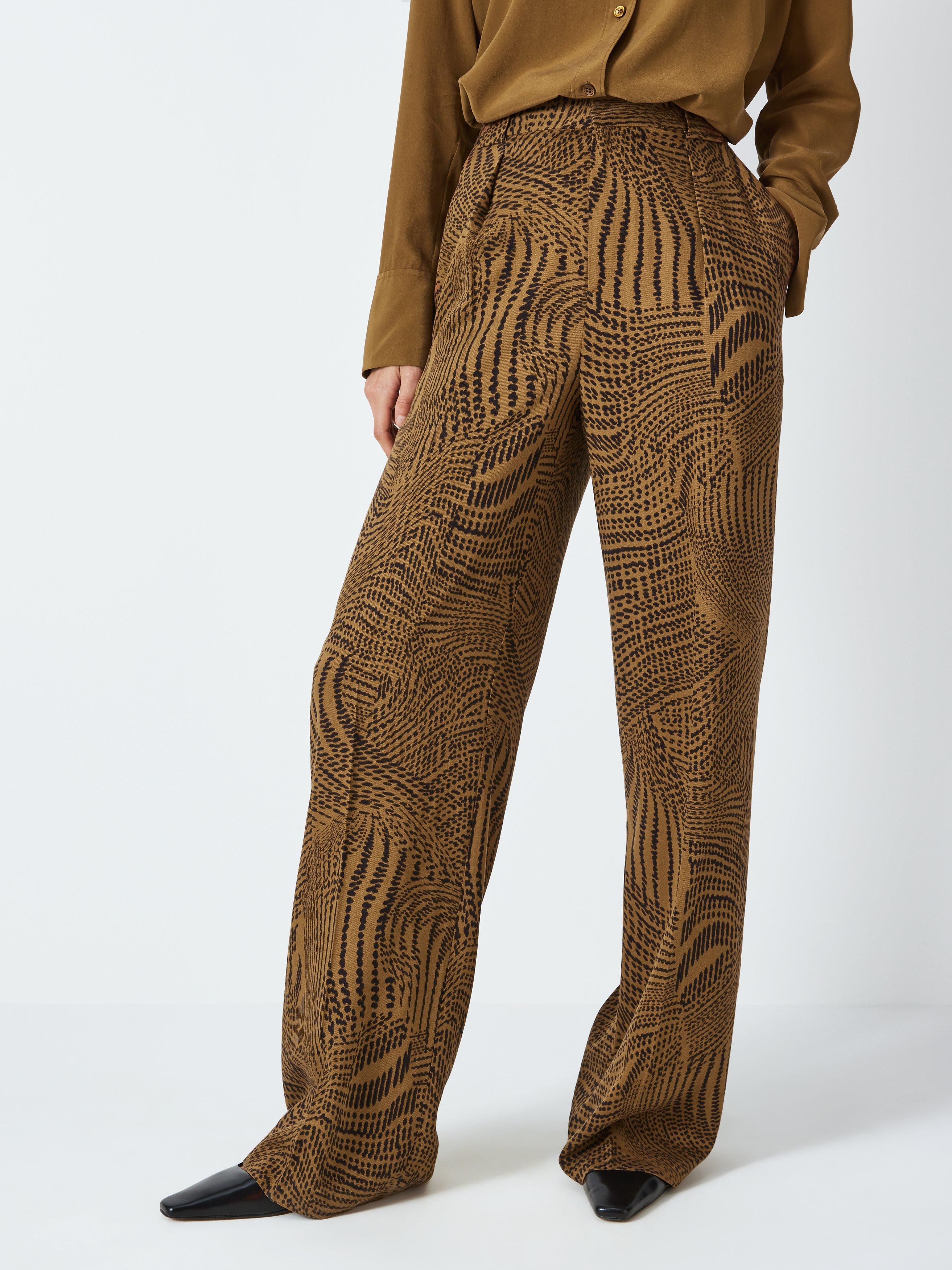 Equipment Owen Abstract Print Wide Leg Trousers, Emperador/Black