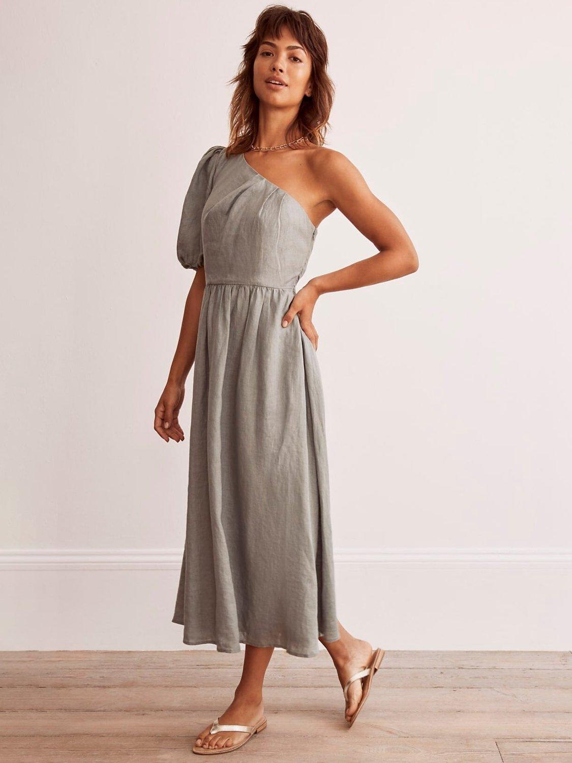 Mint Velvet One Shoulder Midi Dress, Grey