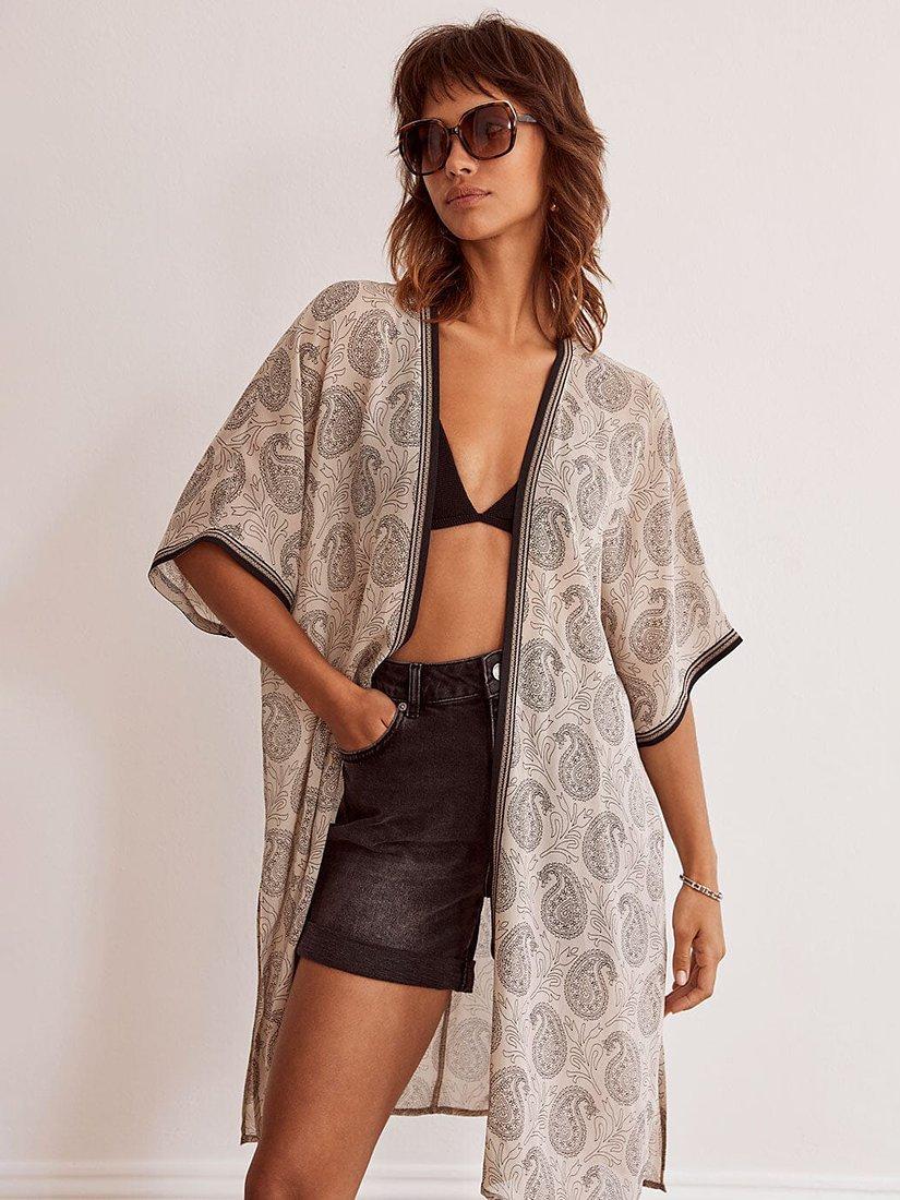 Mint Velvet Evie Kimono, Natural