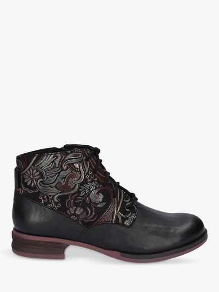 Josef Seibel Sanja 10 Paisley Leather Lace Up Ankle Boots, Black/Multi, 