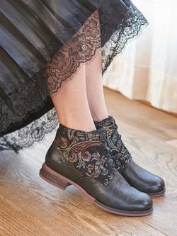 Josef Seibel Sanja 10 Paisley Leather Lace Up Ankle Boots, Black/Multi - view 2, 