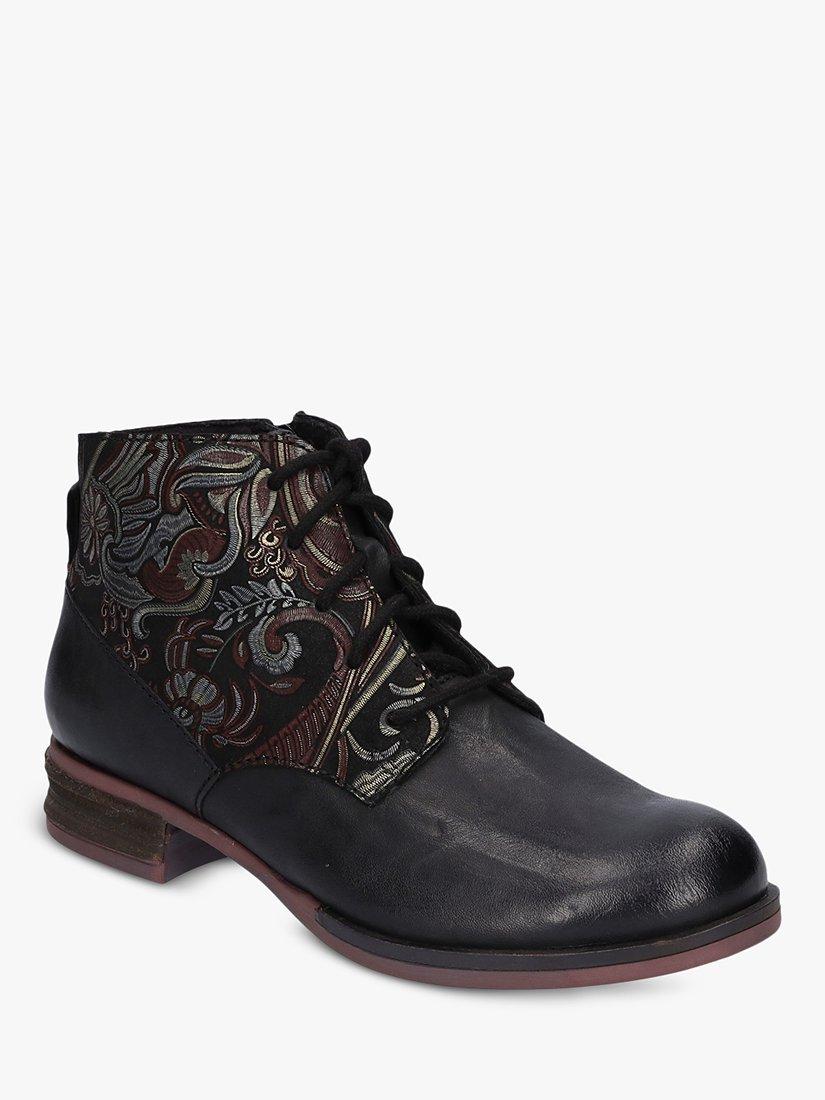 Product image 3 of 5, which shows Josef Seibel Sanja 10 Paisley Leather Lace Up Ankle Boots, Black/Multi, 4