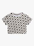 BOSS Kids' "B" Print Logo Short Sleeve T-Shirt, White/Multi