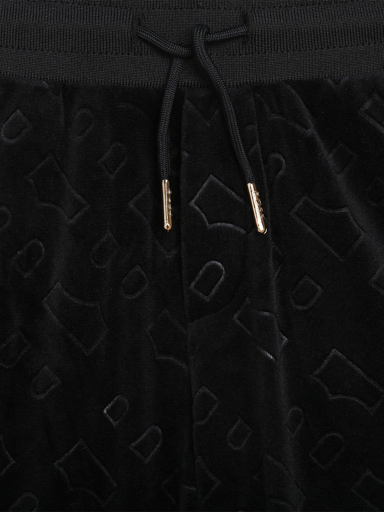 Product image 3 of 4, which shows BOSS Kids' Embossed 'B' Logo Velvet Trousers, Black, 4 years