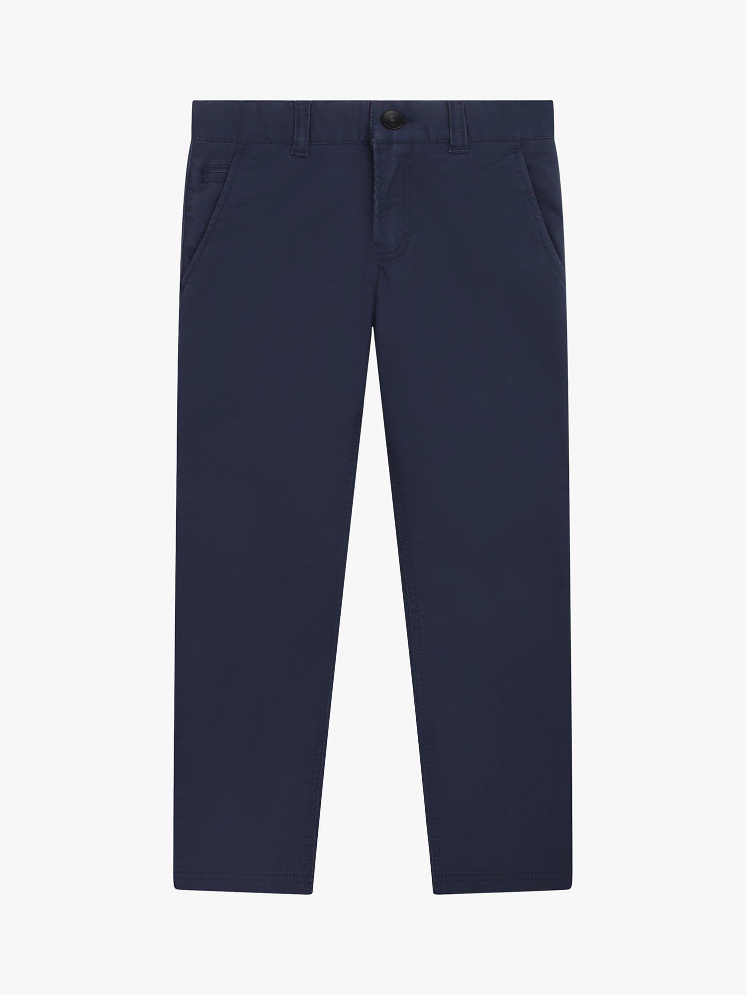 Product image 1 of 2, which shows BOSS Kids' Slim Fit Twill Trousers, Navy, 4 years