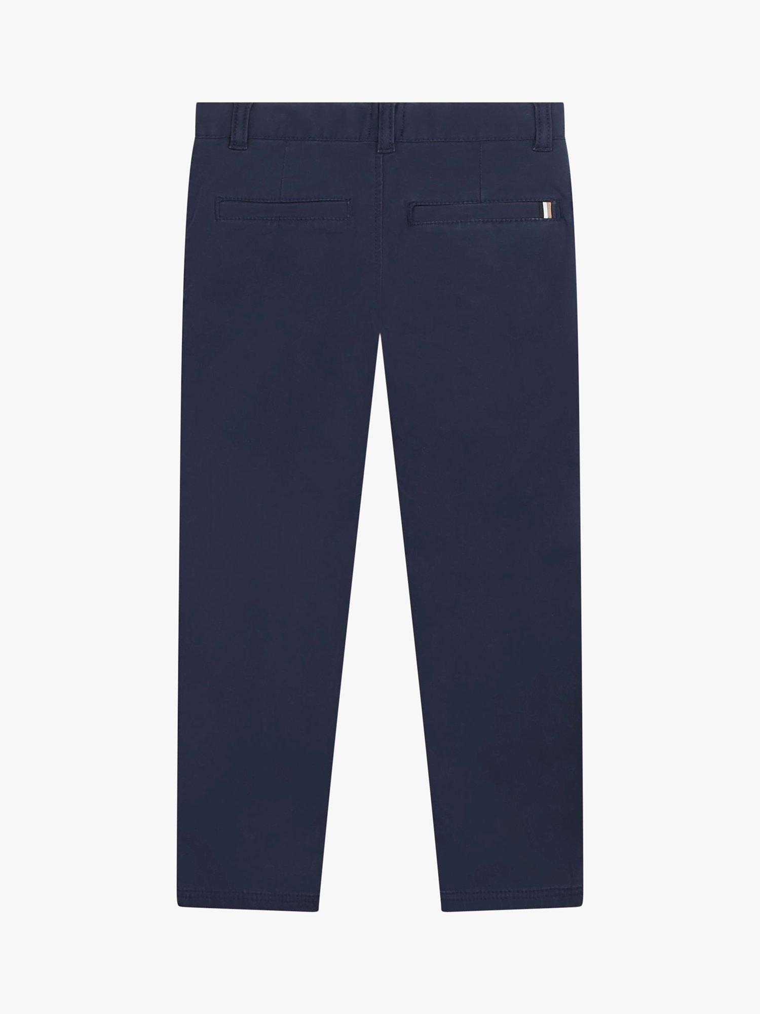 Product image 2 of 2, which shows BOSS Kids' Slim Fit Twill Trousers, Navy, 4 years