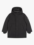 BOSS Kids' Badge Logo Hooded Parka Coat, Black