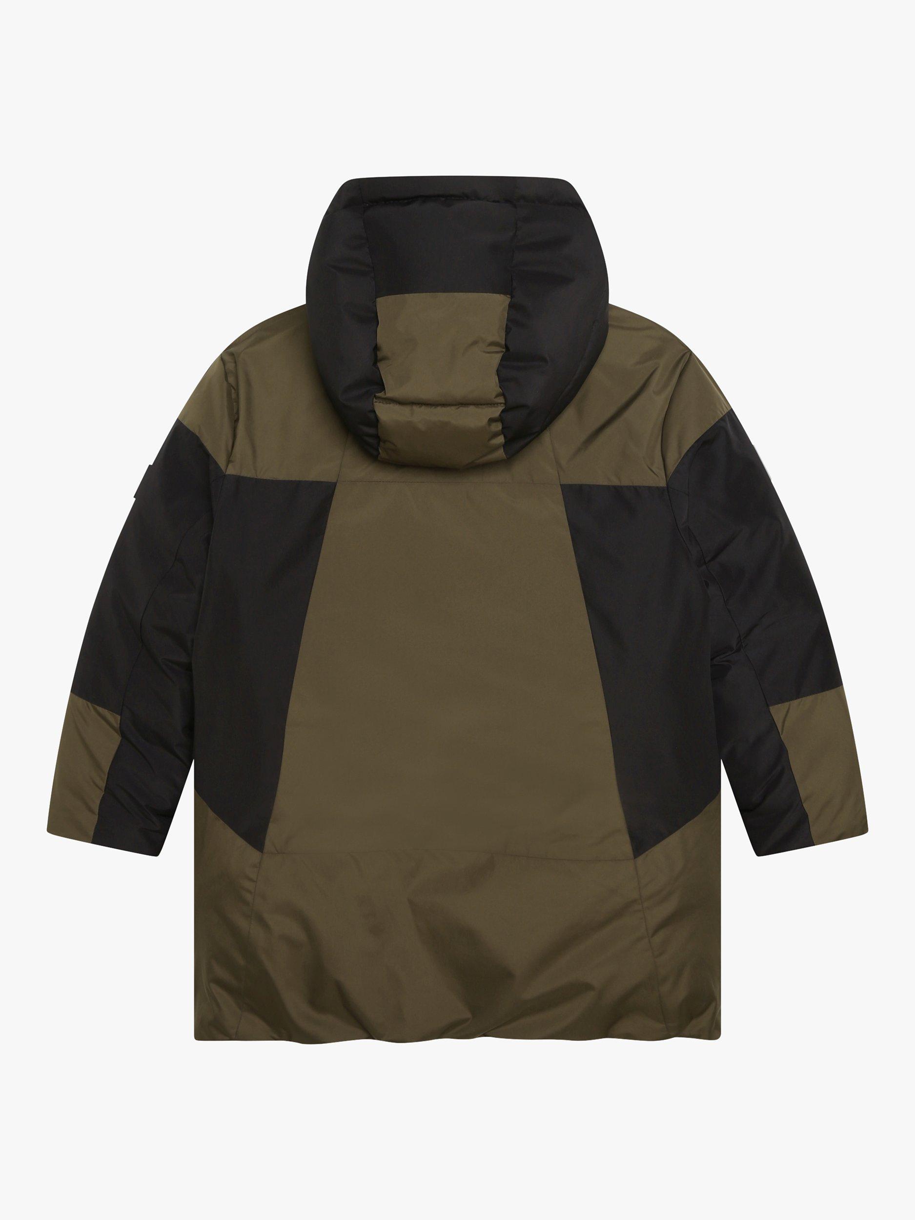BOSS Kids' Logo Water Repellent Hooded Puffer Jacket, Chocolate Brown, 4 years
