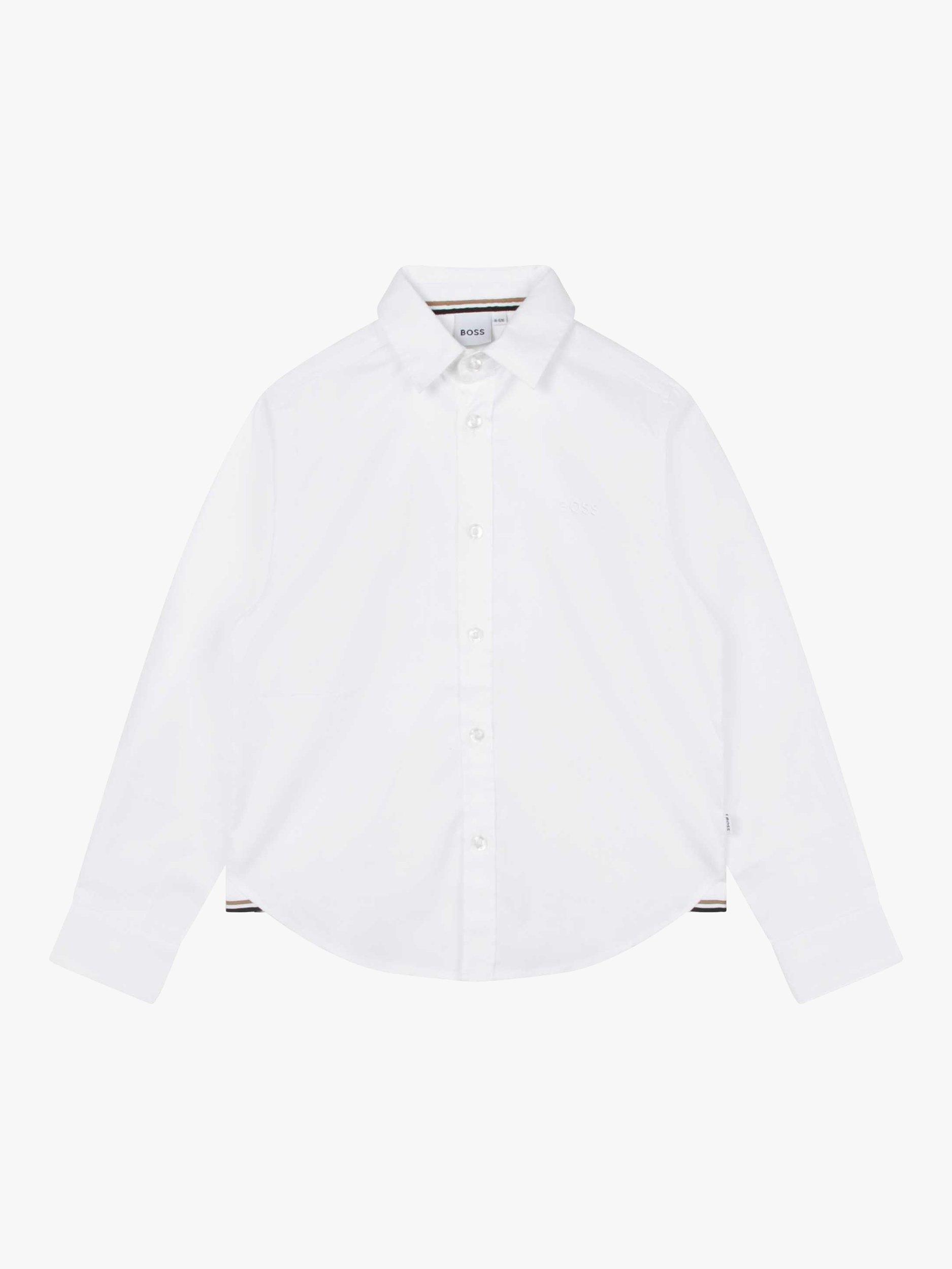 Product image 1 of 3, which shows BOSS Kids' Oxford Long Sleeve Shirt, White, 5 years