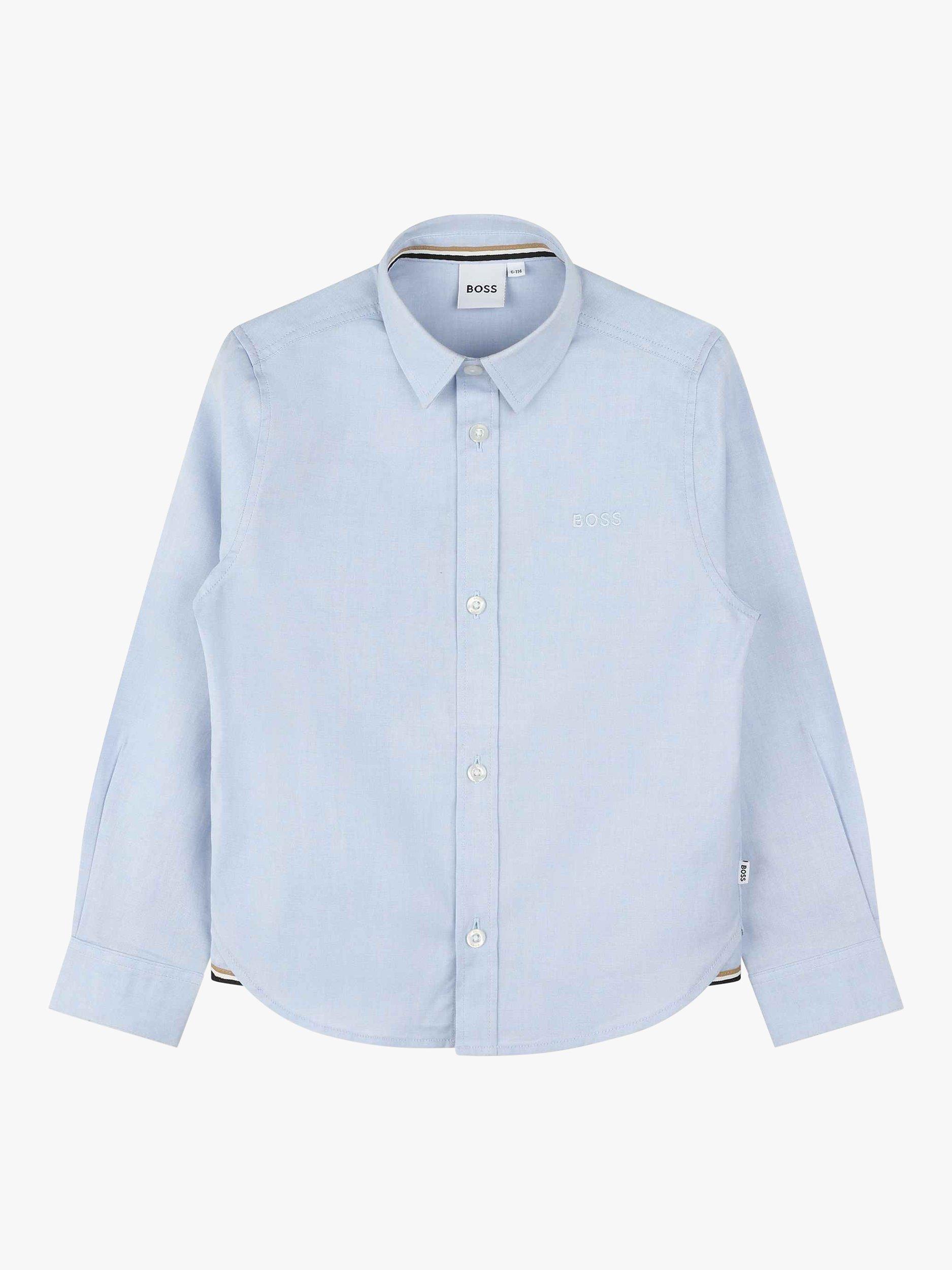 BOSS Kids' Oxford Long Sleeve Shirt, Light Blue, 6 years